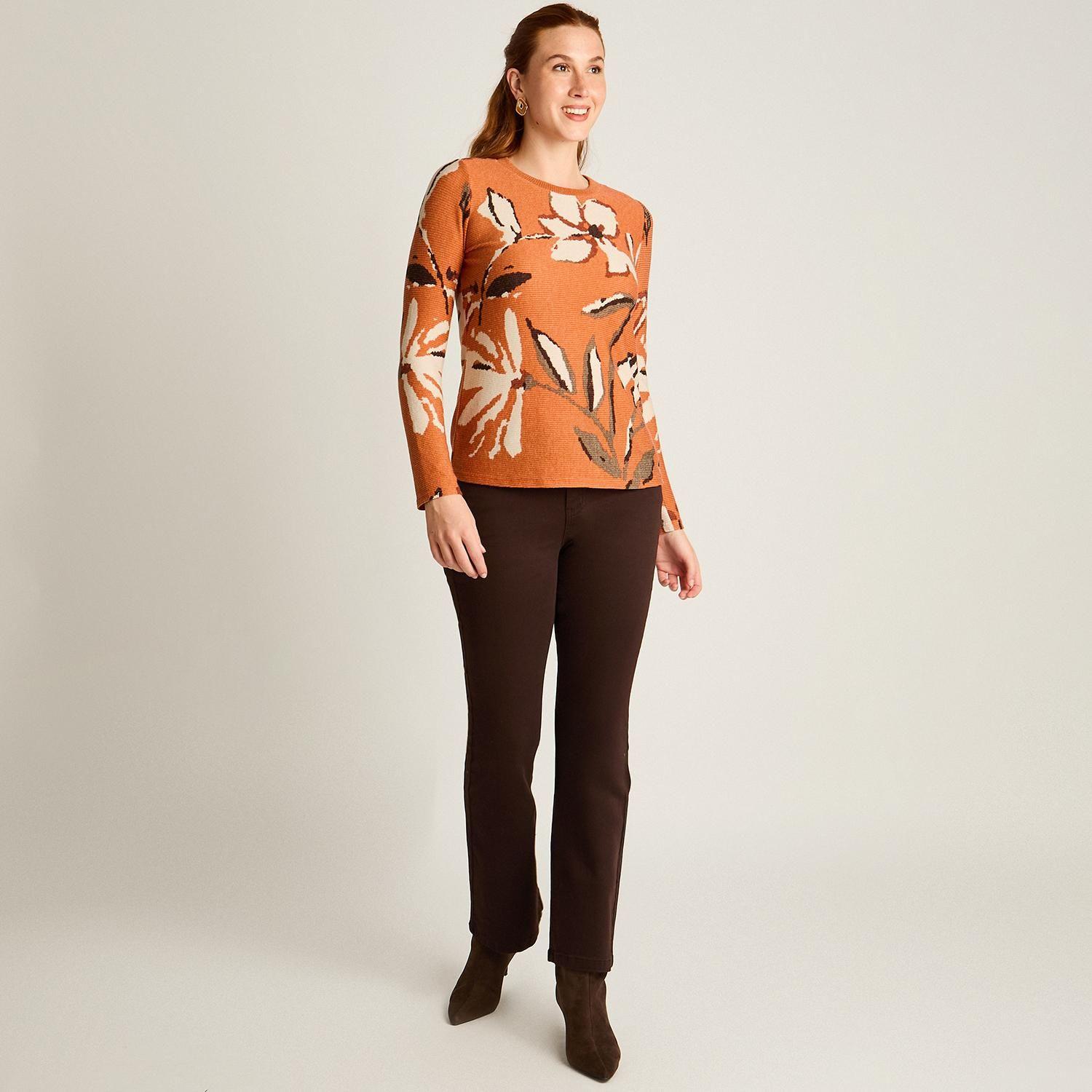 Polera Terracota Lanilla Gruesa Manga Larga Estampada-3