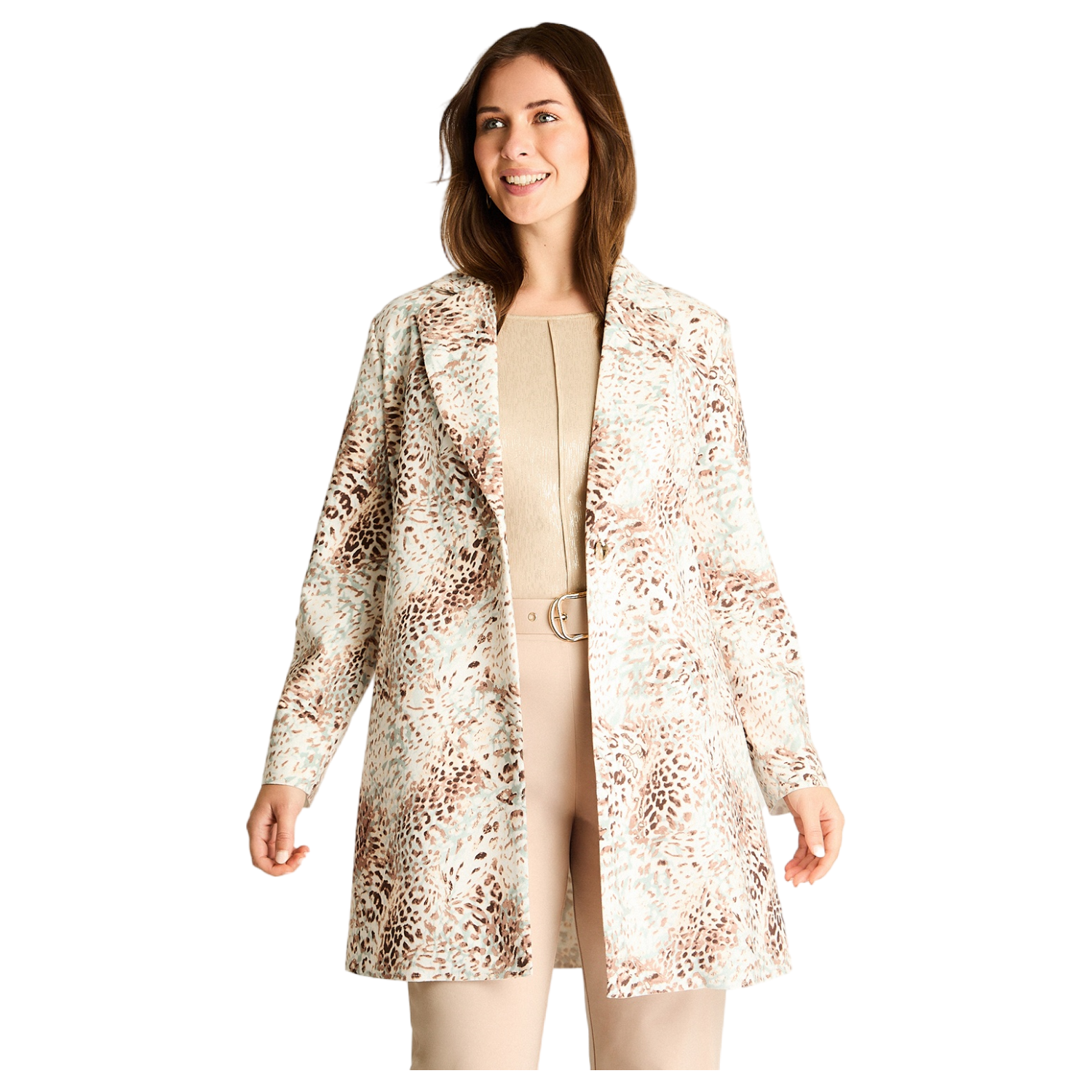 Chaqueta Ecocuero Animal Print Beige-0