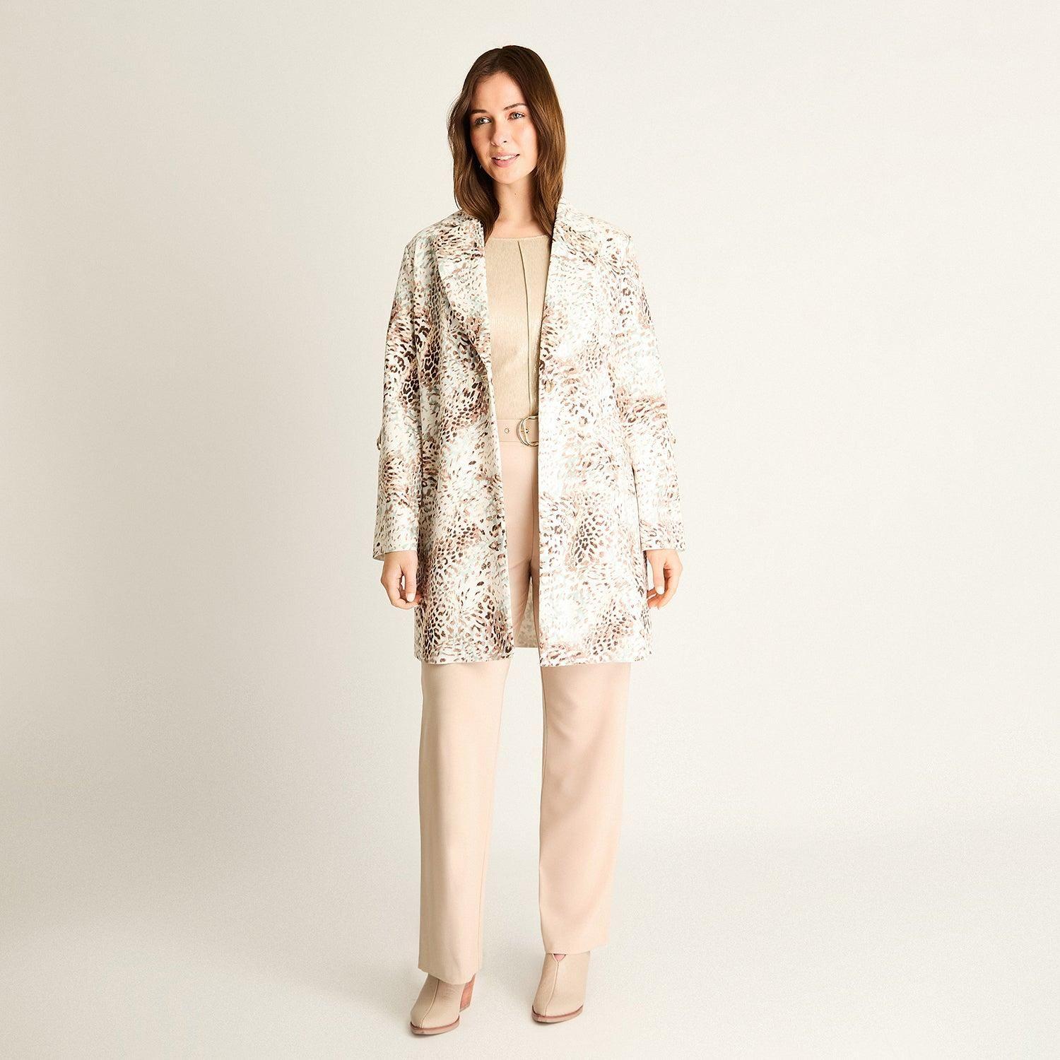 Chaqueta Ecocuero Animal Print Beige-1