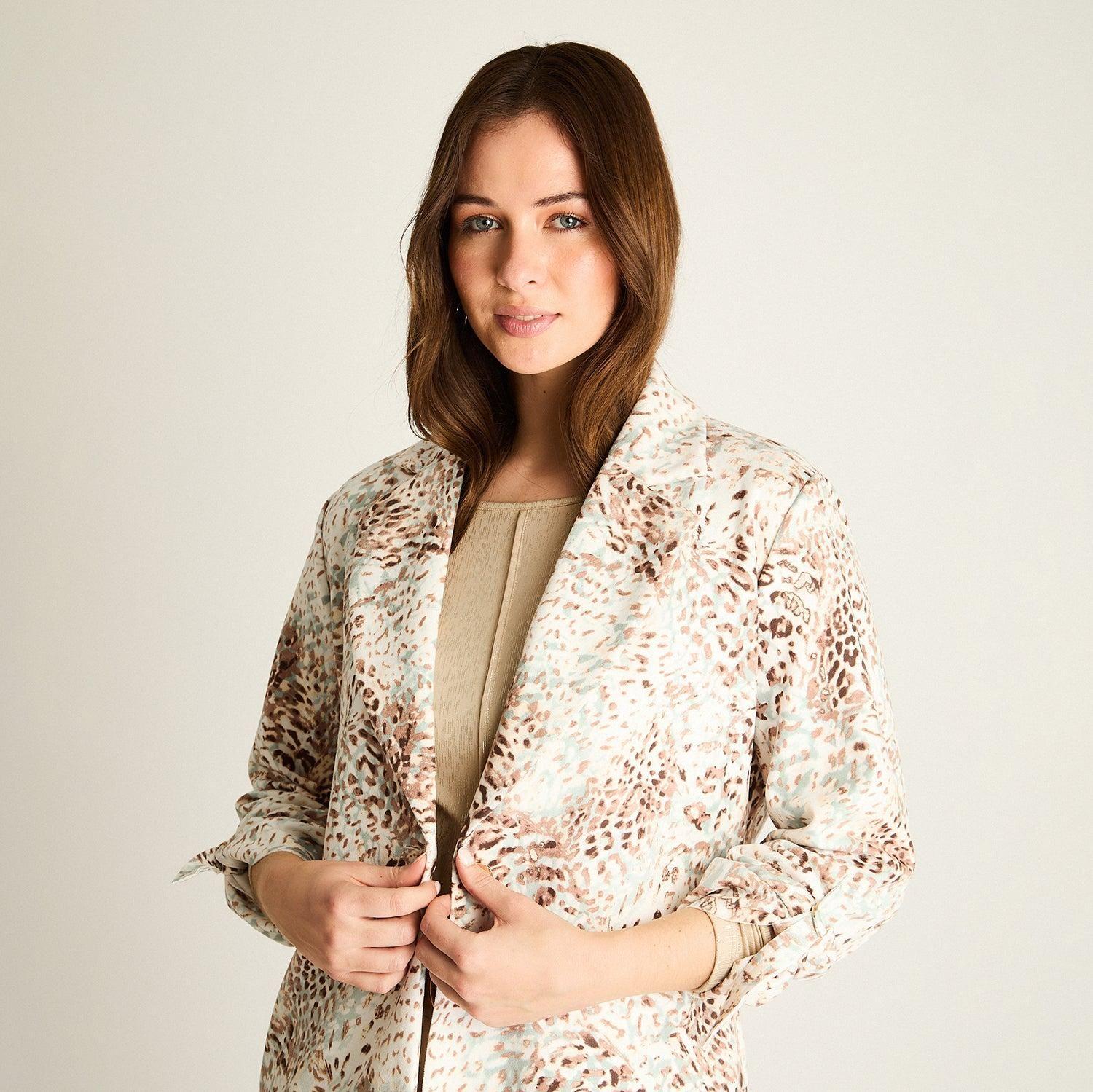 Chaqueta Ecocuero Animal Print Beige-2
