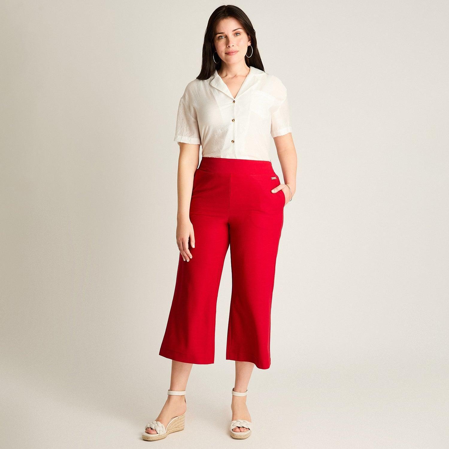 Pantalón Sport Rojo Culotte Elasticidad Media Calce Holgado-3