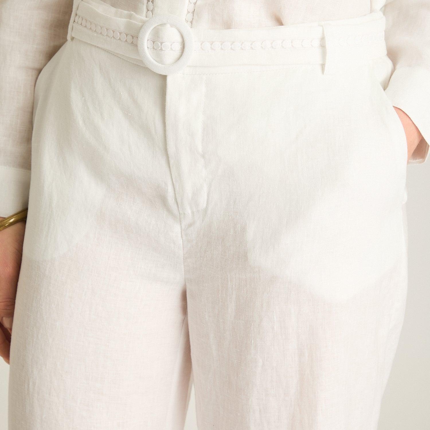 Pantalón Palazzo Blanco 100% Lino-2