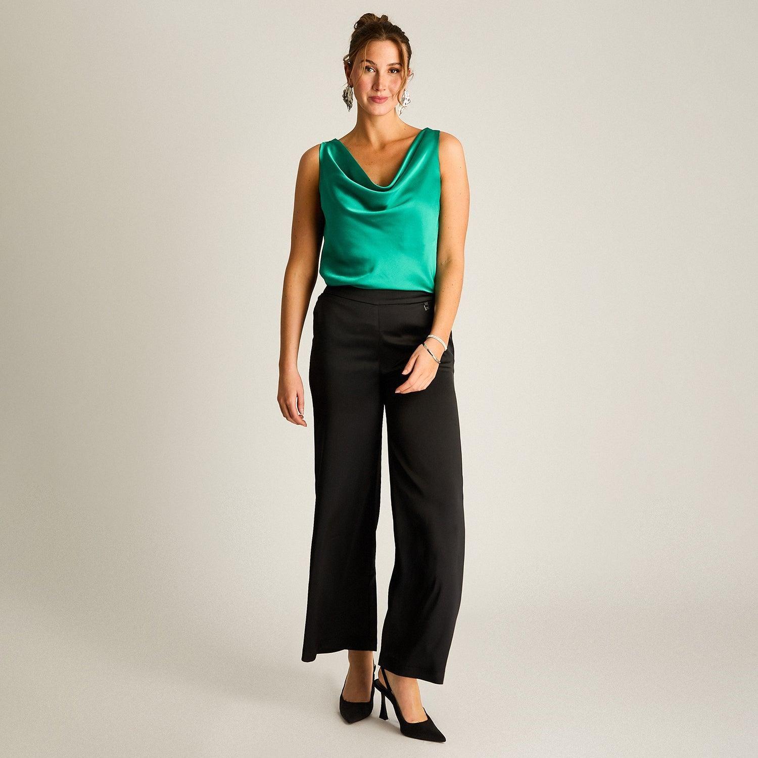 Pantalón Palazzo Negro Elegante-3