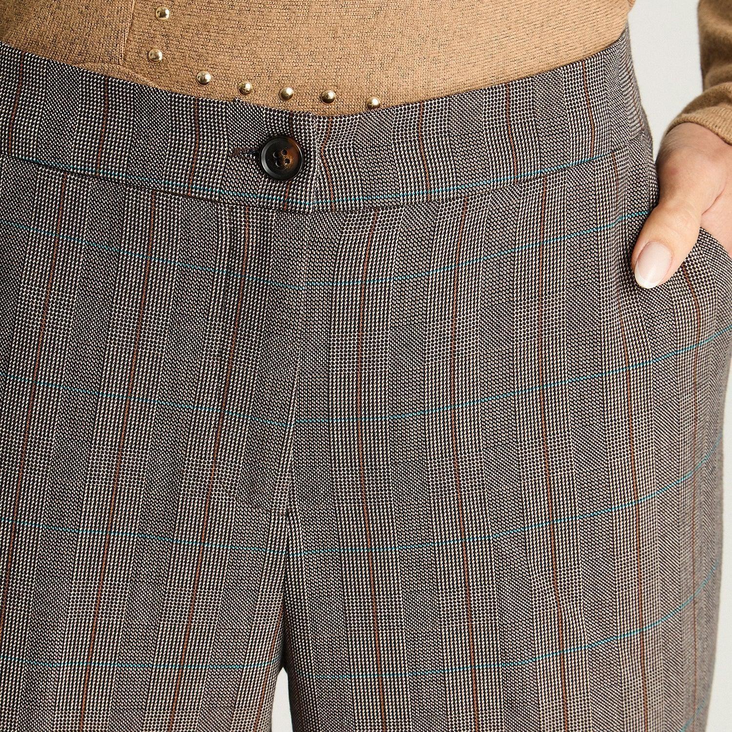 Pantalón Recto Con Un Botón Camel-2