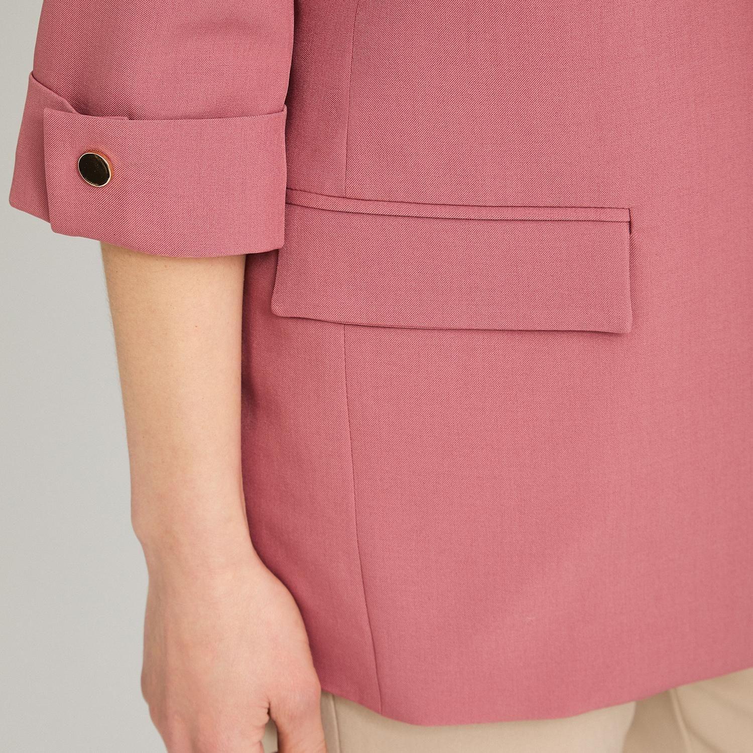 Blazer Manga 3/4 Bolsillos con Solapa Rosado-2