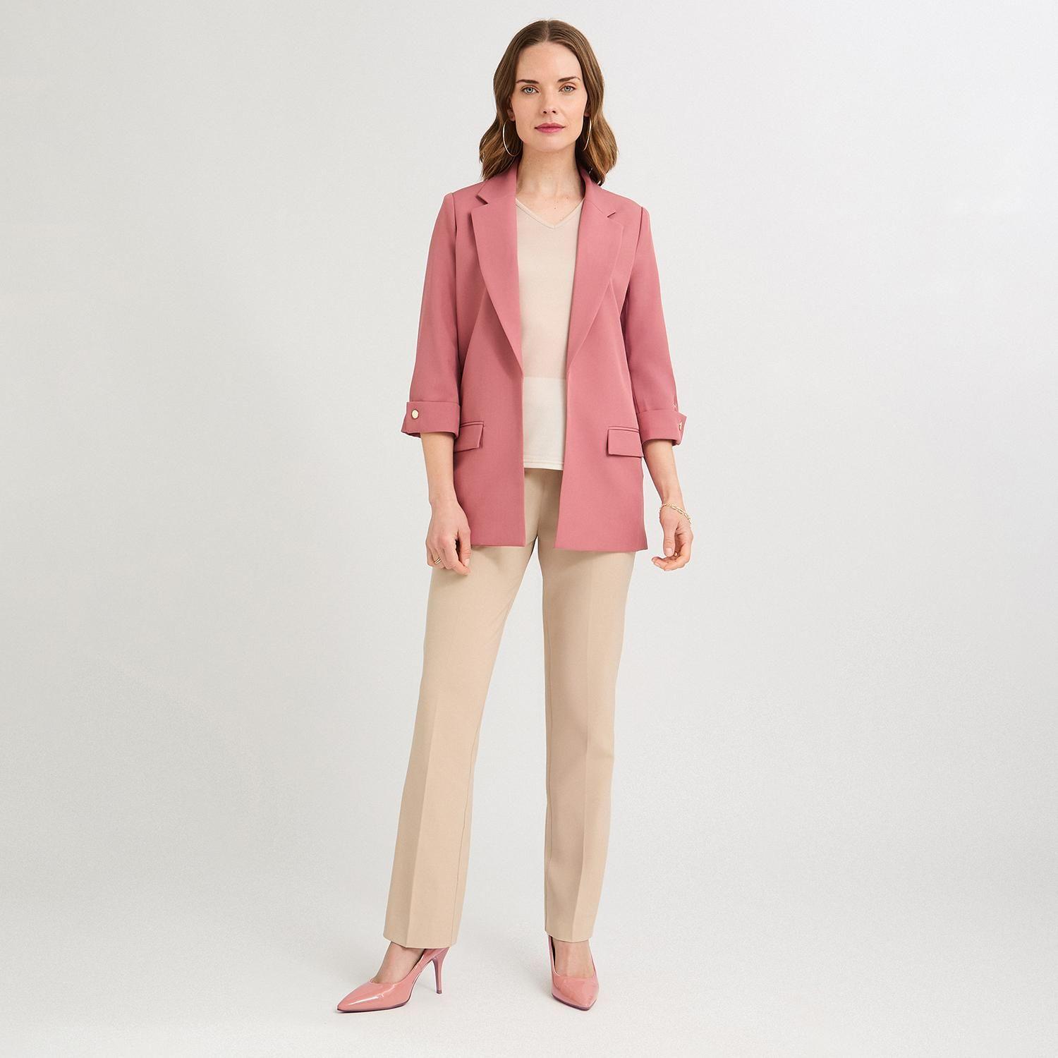 Blazer Manga 3/4 Bolsillos con Solapa Rosado-3