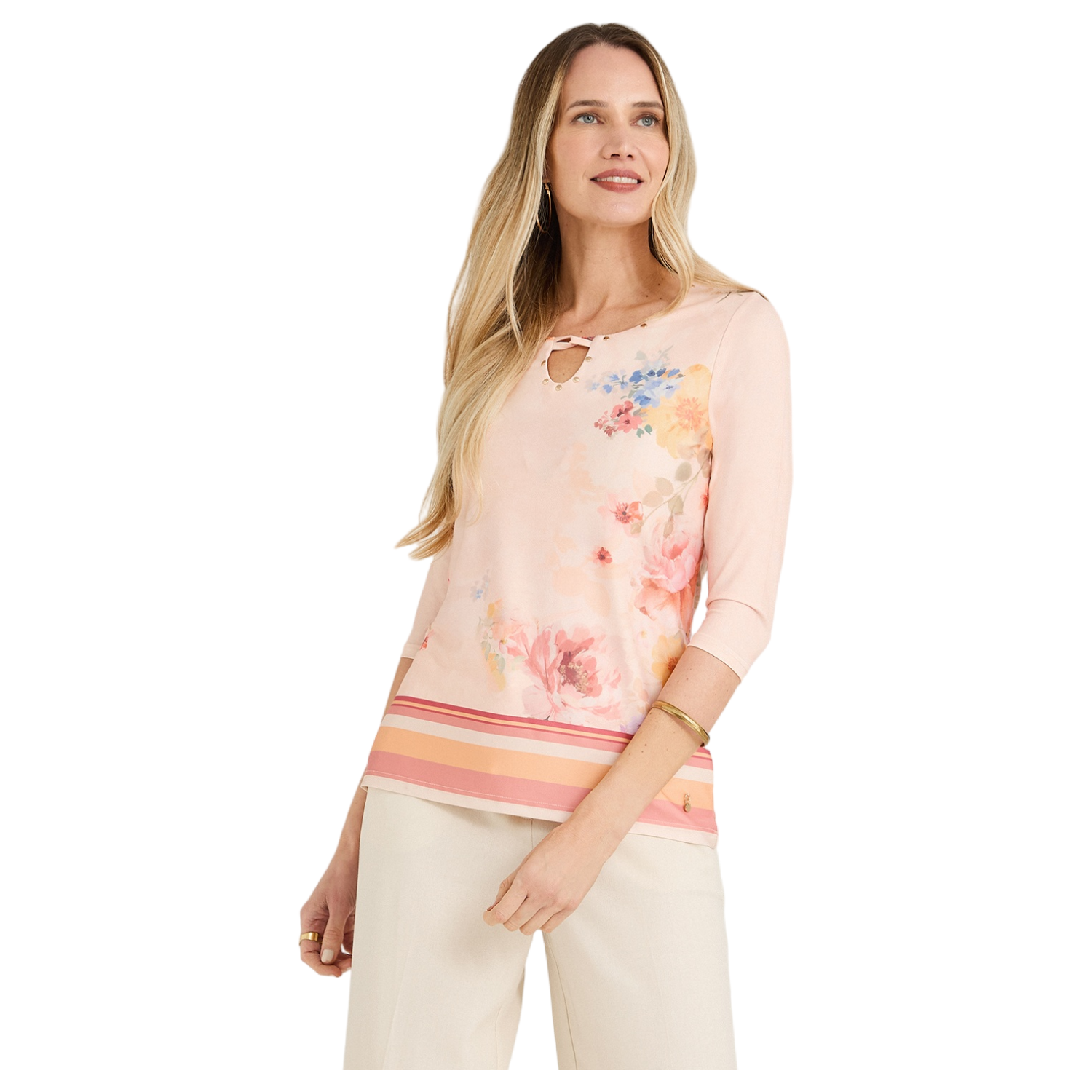 Polera Polyspandex Manga 3/4 Coral-0