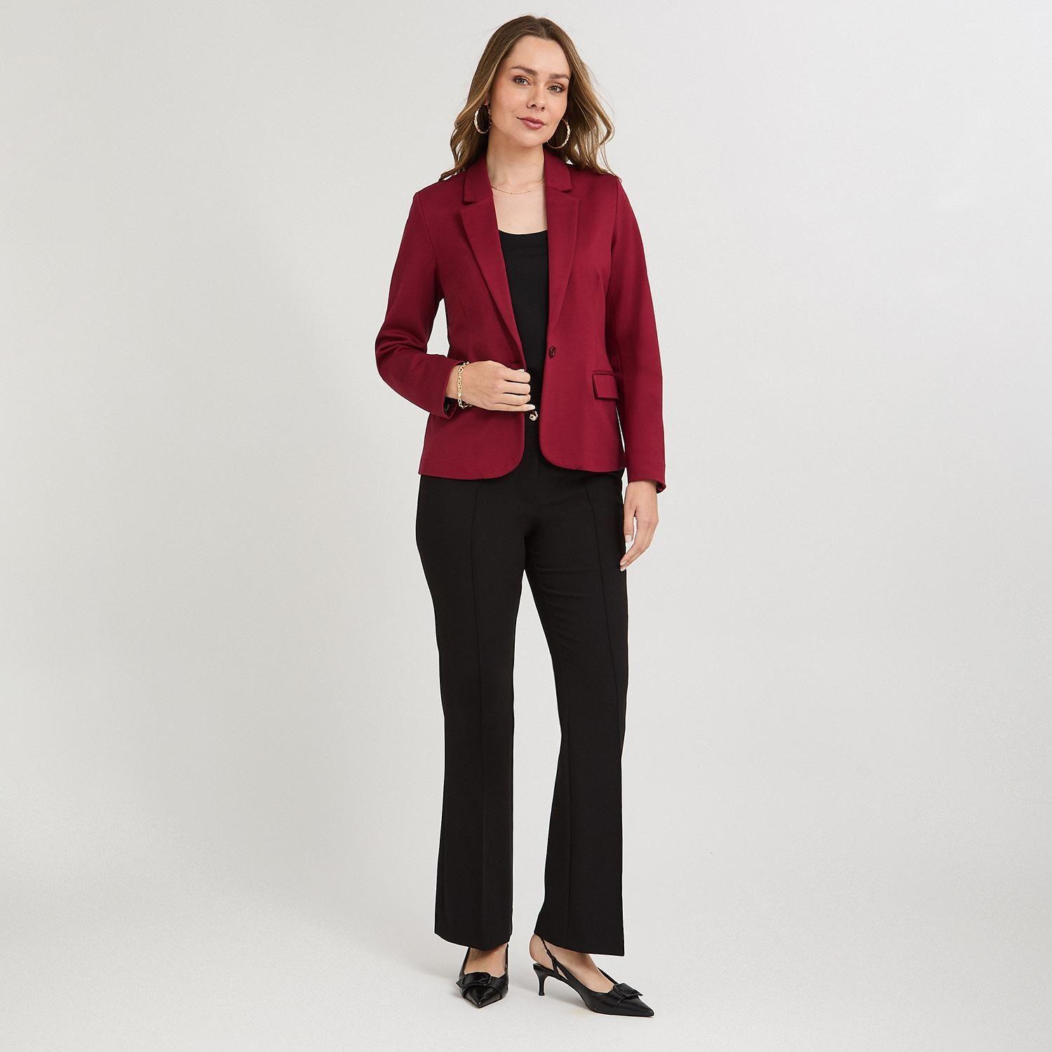 Blazer 1 Botón Bolsillos con Solapa Rojo-3