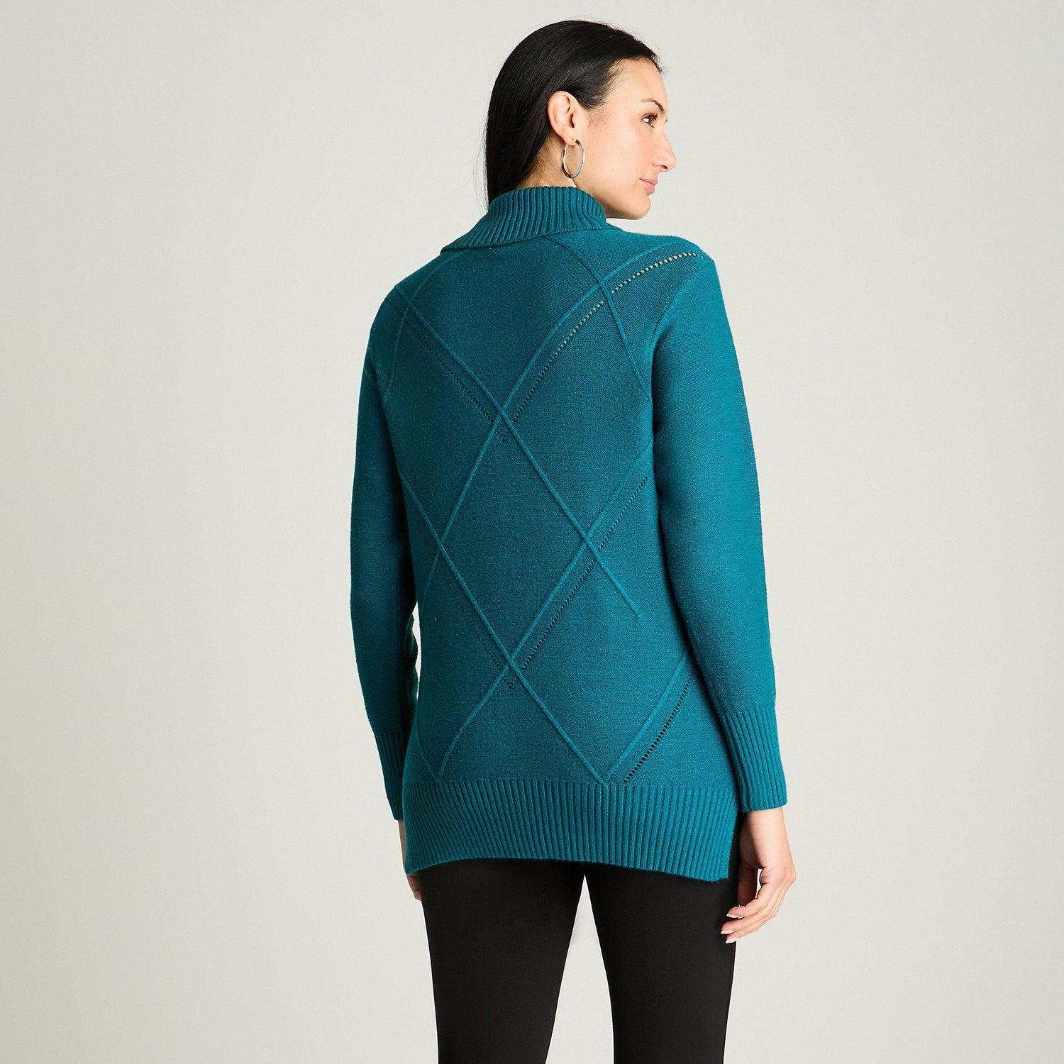Sweater Manga Larga Cuello Alto Petróleo-1