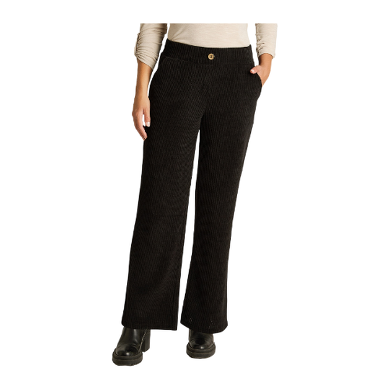 Pantalon Sport Negro Elasticidad Media Sin Forro Calce Normal Tela Punto-0