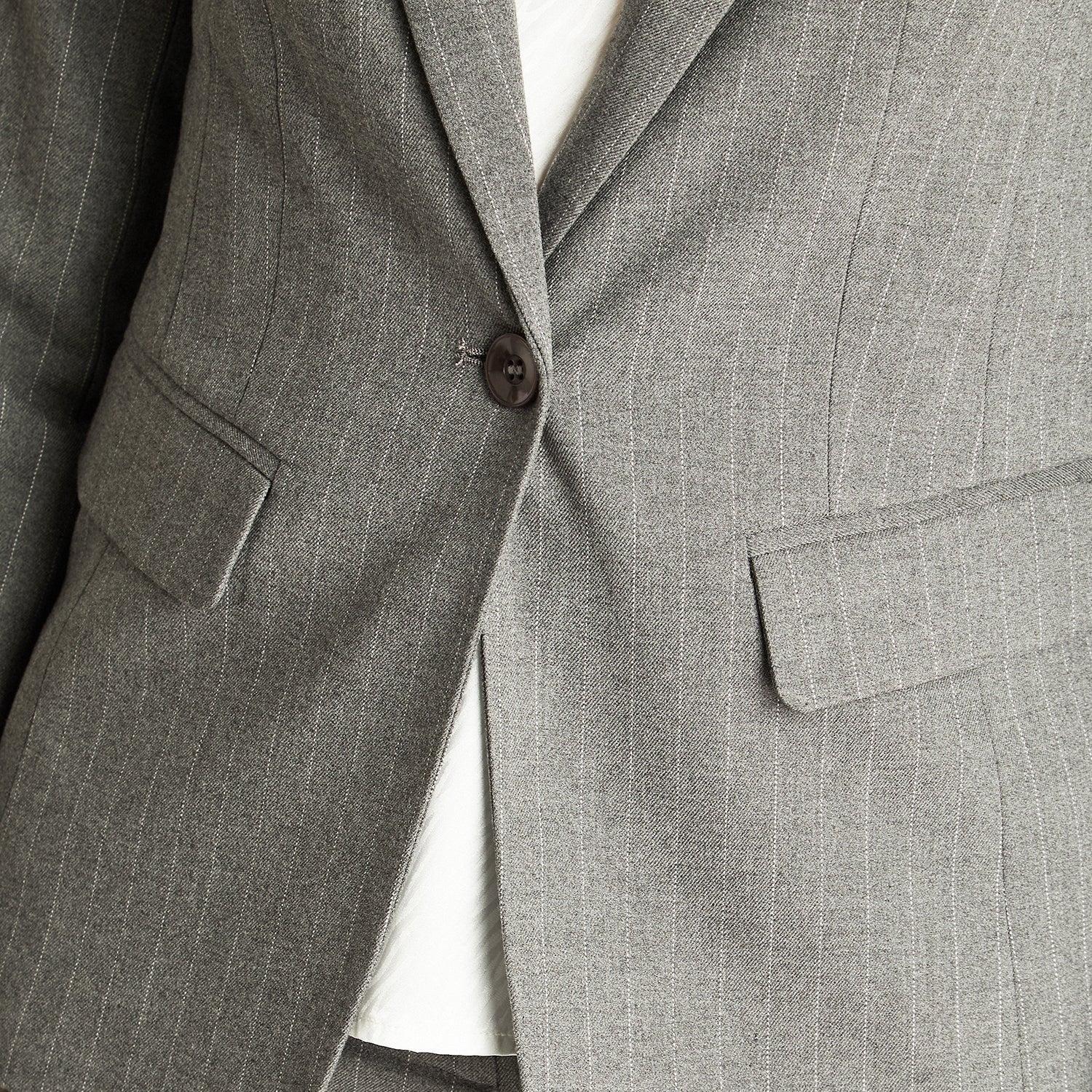 Blazer Manga Larga Un Botón Con Solapa En Bolsillo Gris-2