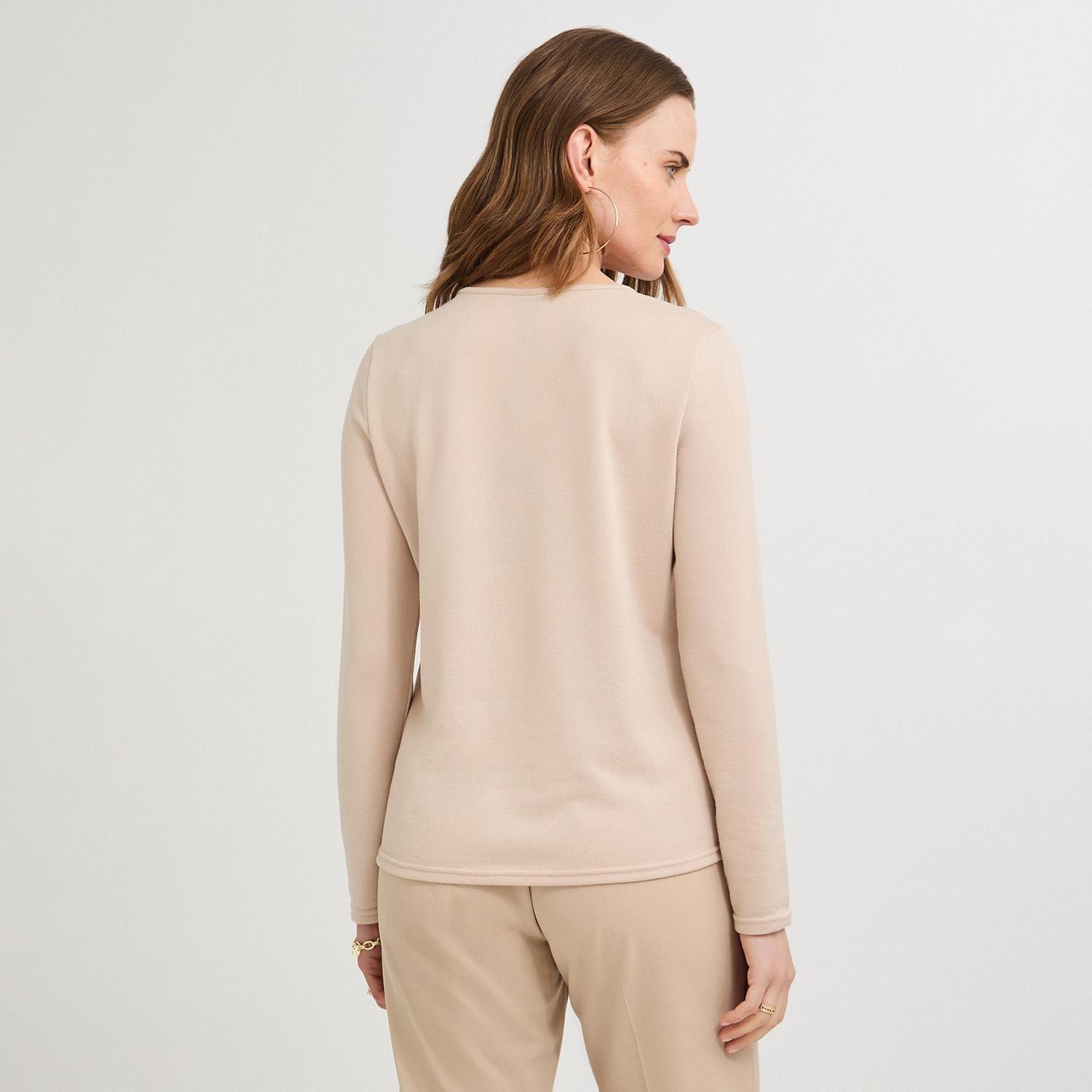 Polera Lanilla Bloques de Color con Strass Beige-1