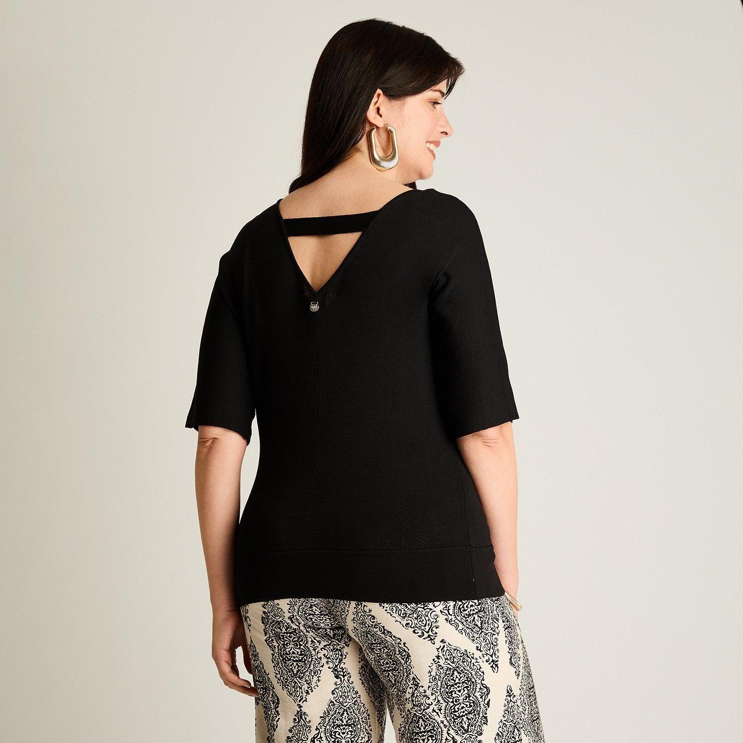 Polera Negro Manga Corta Baja elasticidad Sin Forro Calce Normal-1