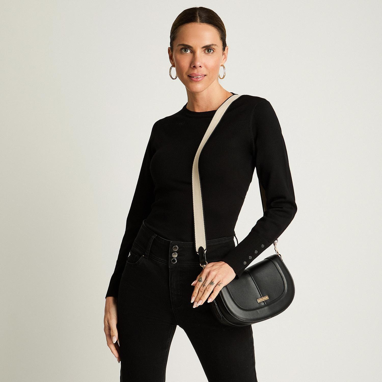 Cartera De Pu Pequeña Con Strap Negro-3