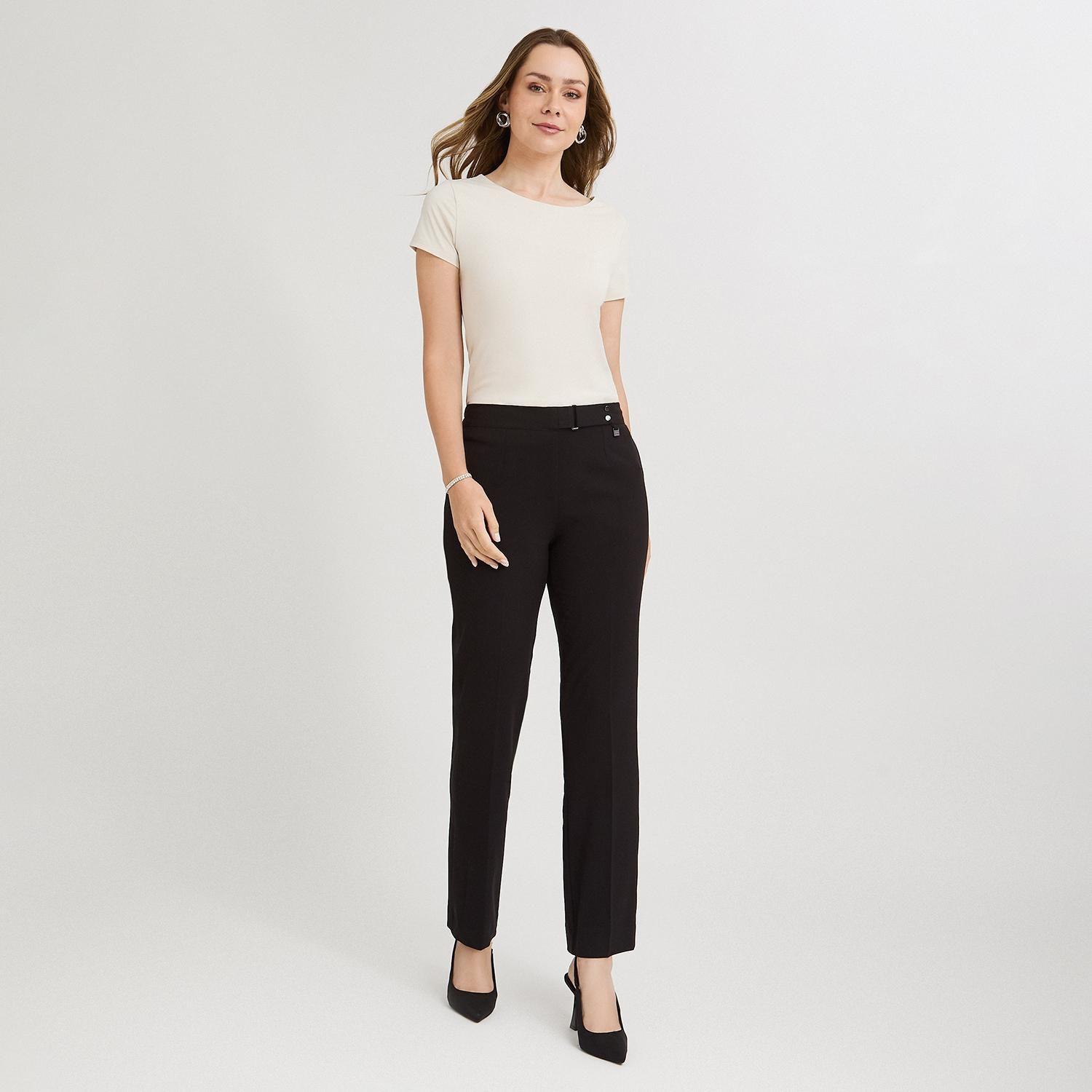 Pantalón Formal Recto Pretina Elasticada Negro-3