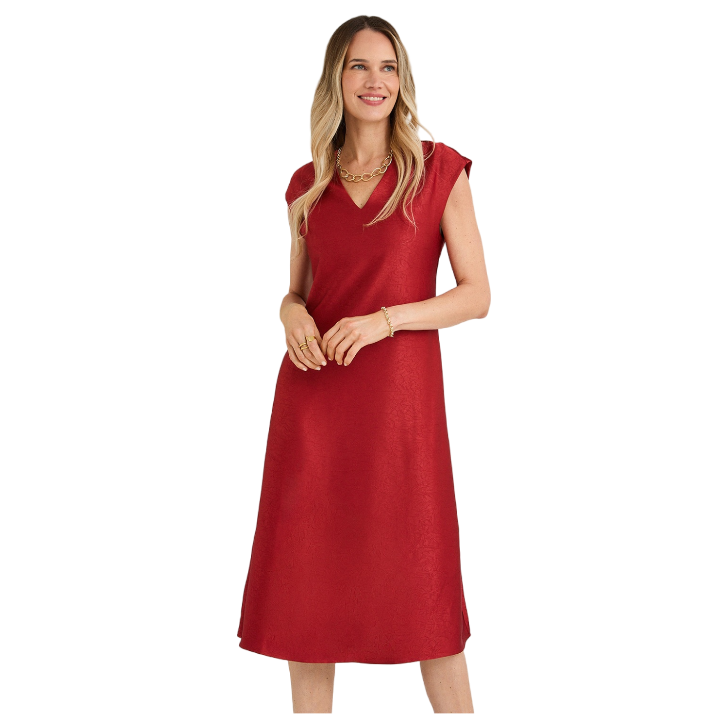 Vestido Corto sin Mangas Satin Rojo-0