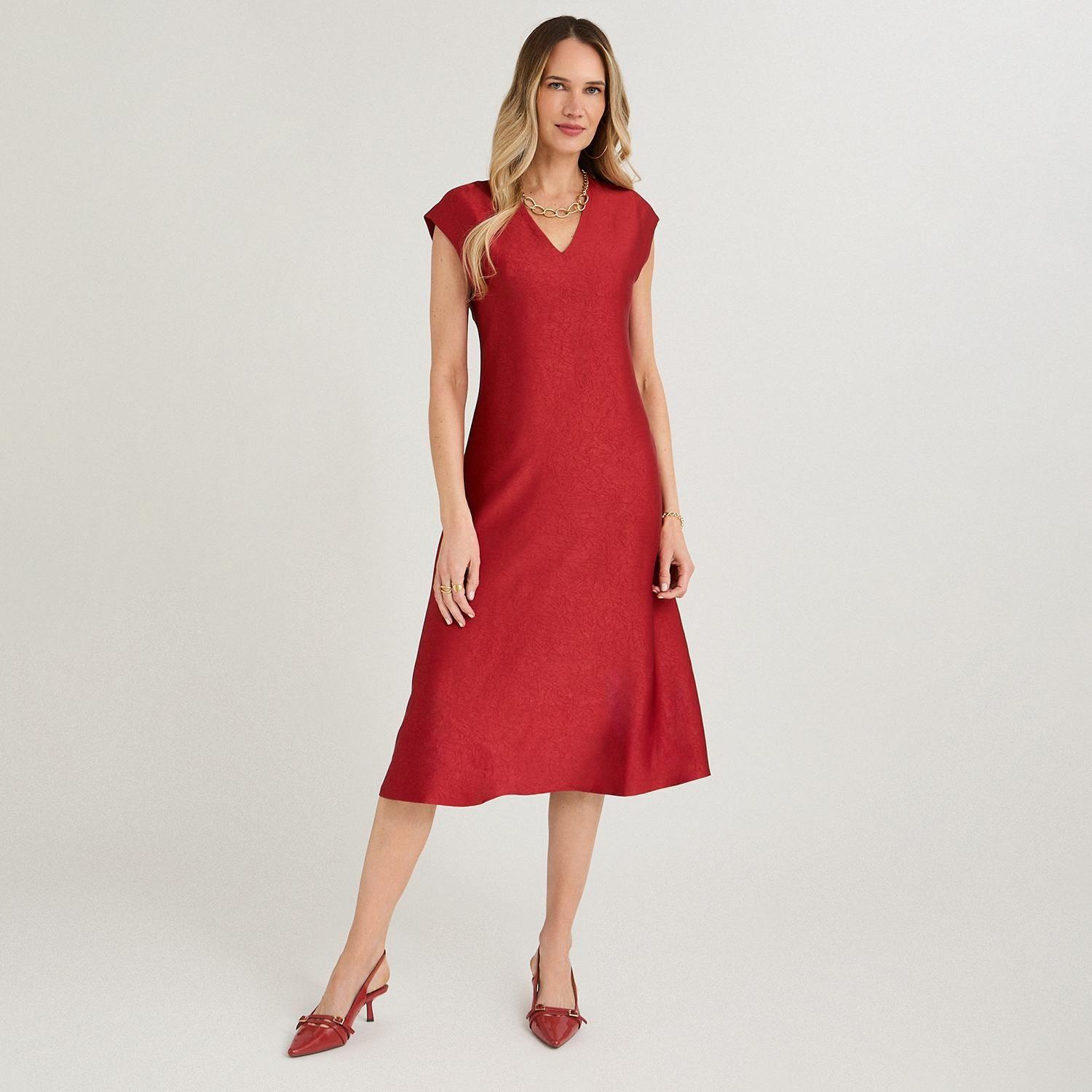 Vestido Corto sin Mangas Satin Rojo-3