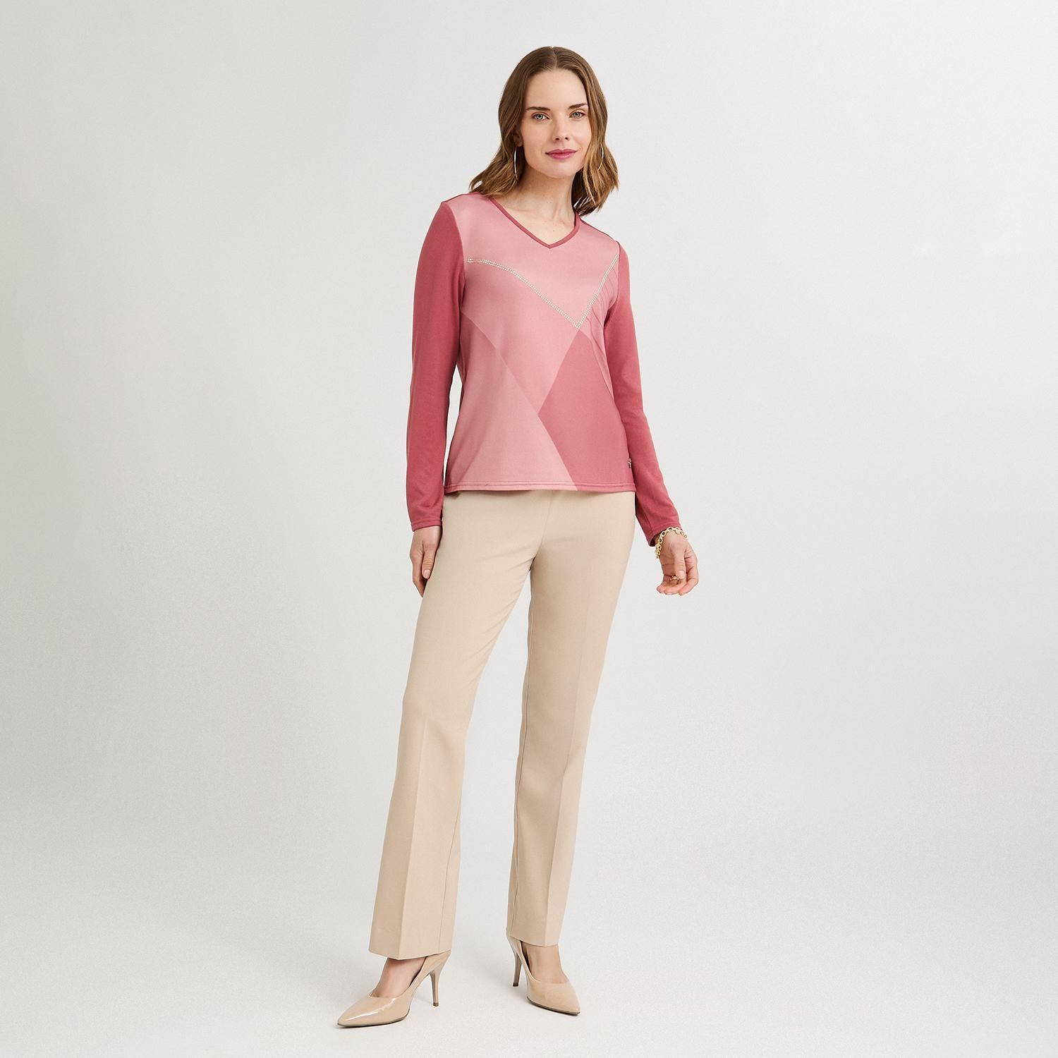 Polera Lanilla Bloques de Color con Strass Rosado-3