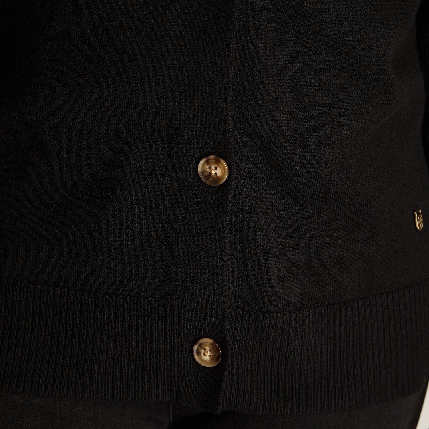 Cardigan Negro Escote V con Botones Carey-2