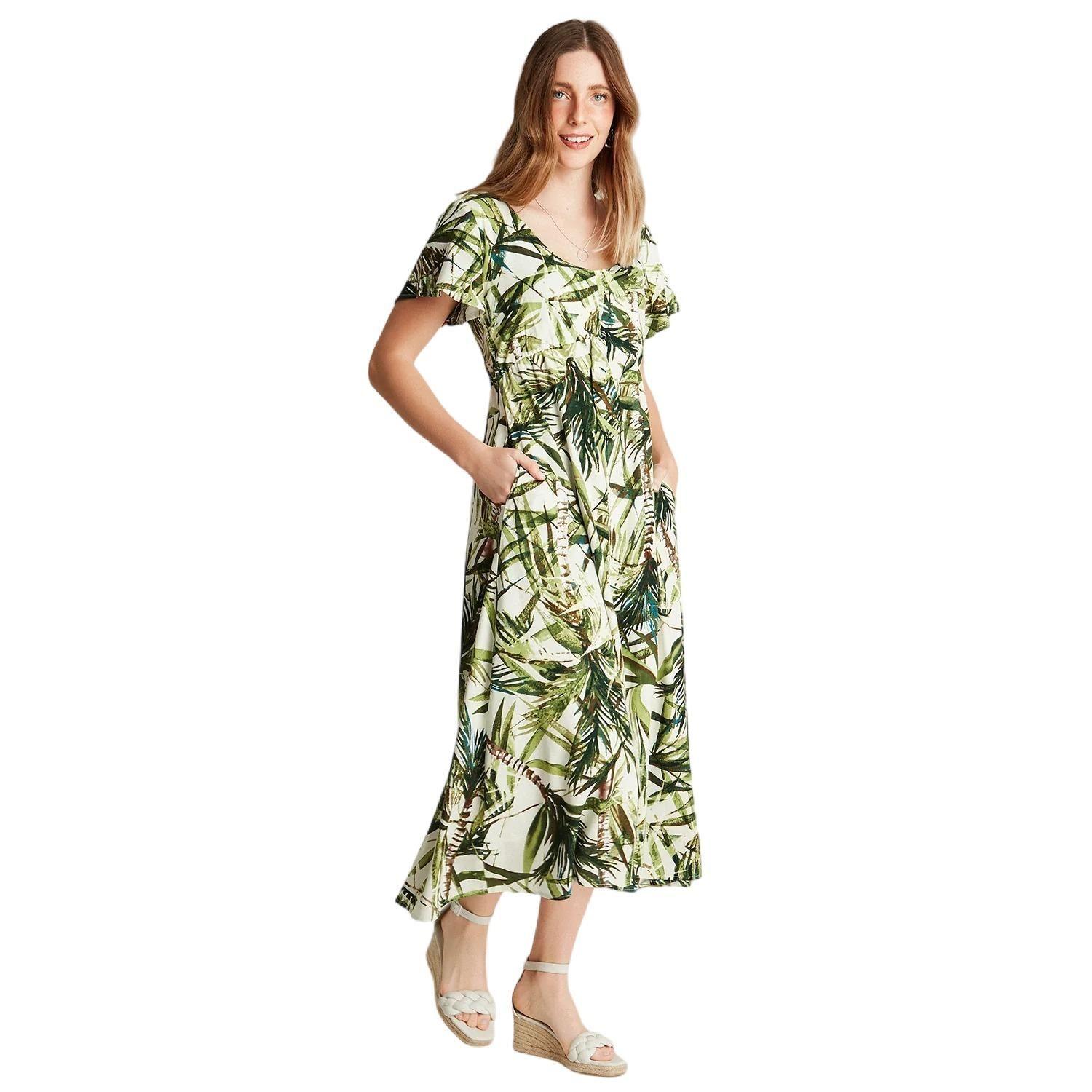Vestido Maxi Beige Manga Corta Cuello V-0