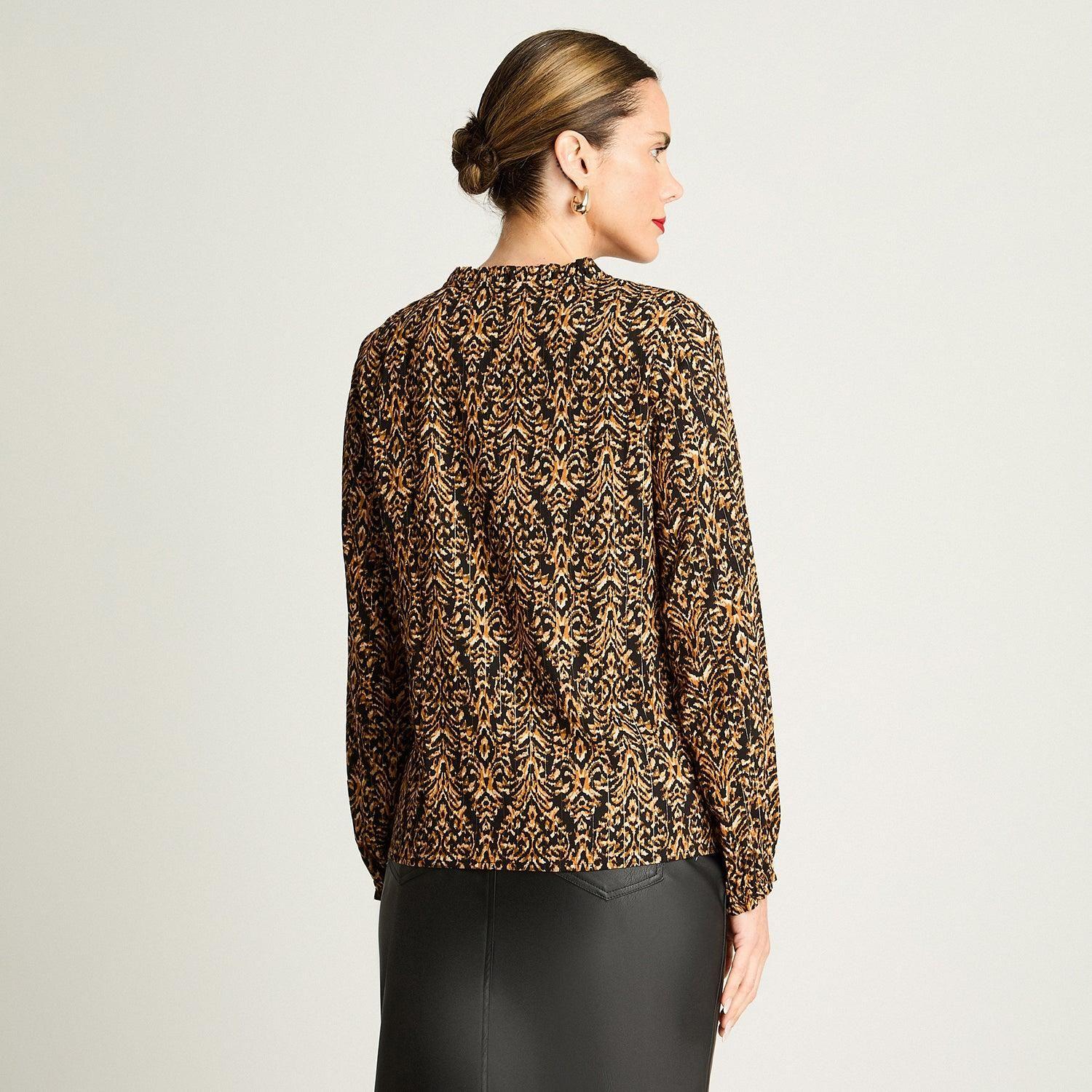 Blusa Manga Globo Con Lazo En Escote Negro-1