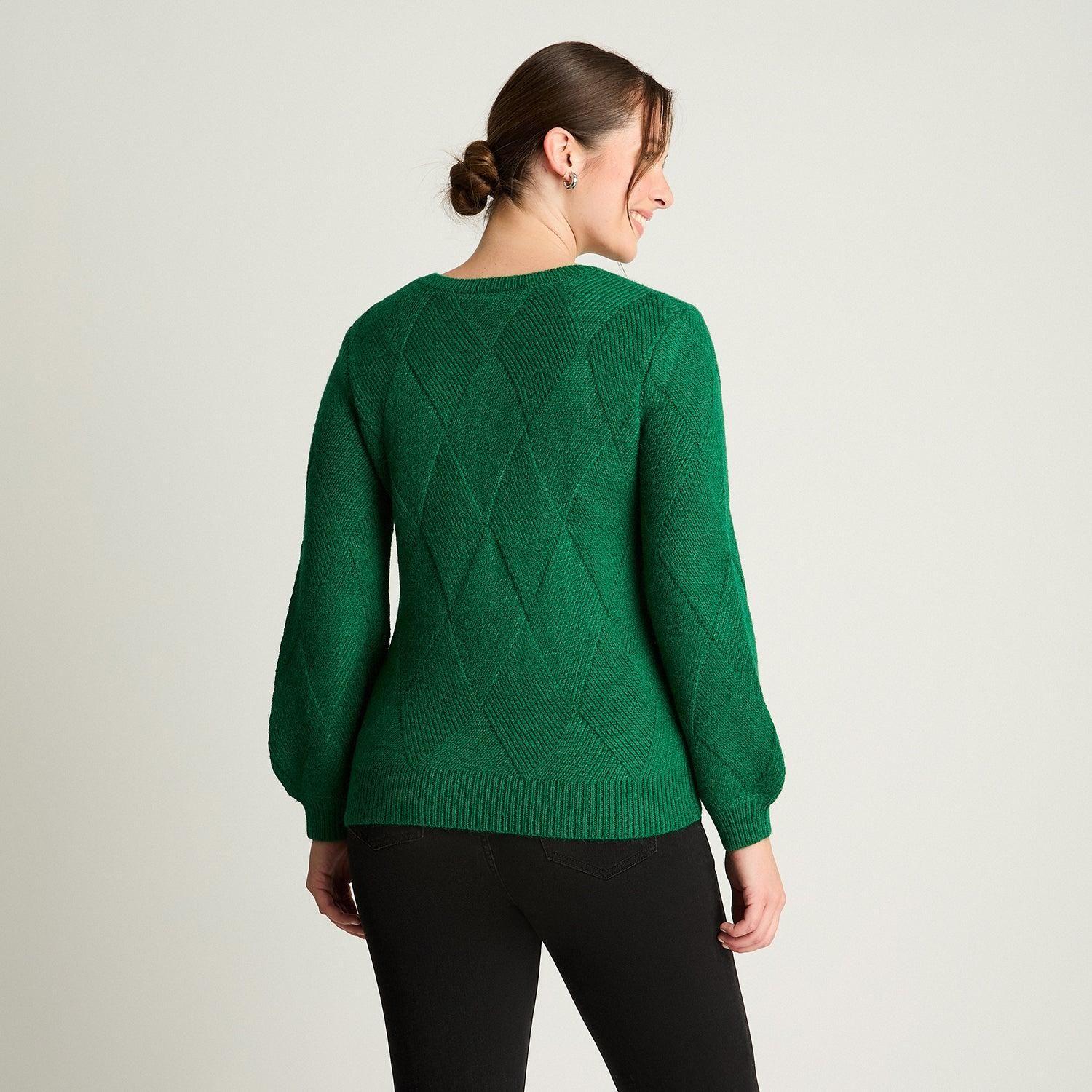Sweater Manga Globo Rombos Verde-1