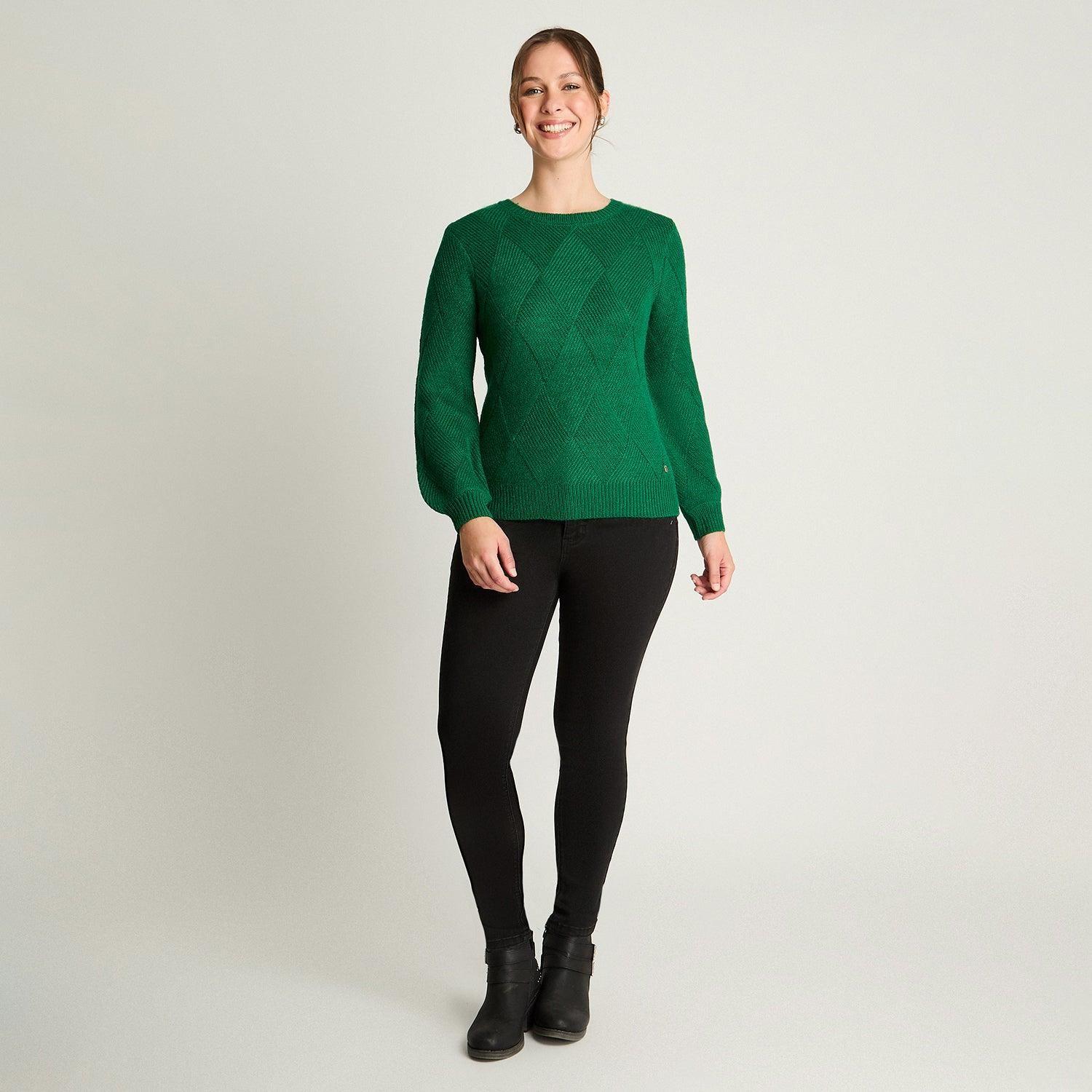 Sweater Manga Globo Rombos Verde-3