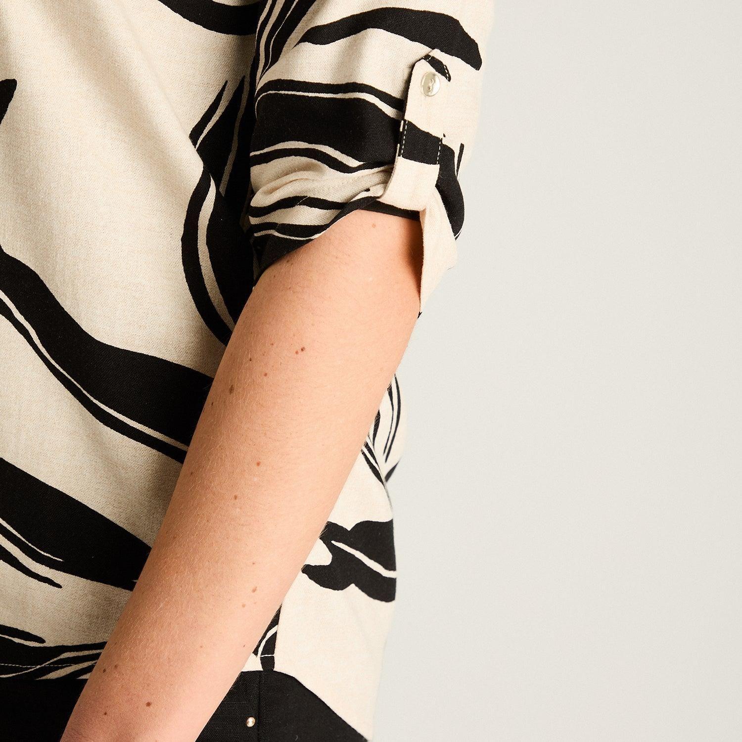 Blusa Arena Lino Estampada Manga Larga-2