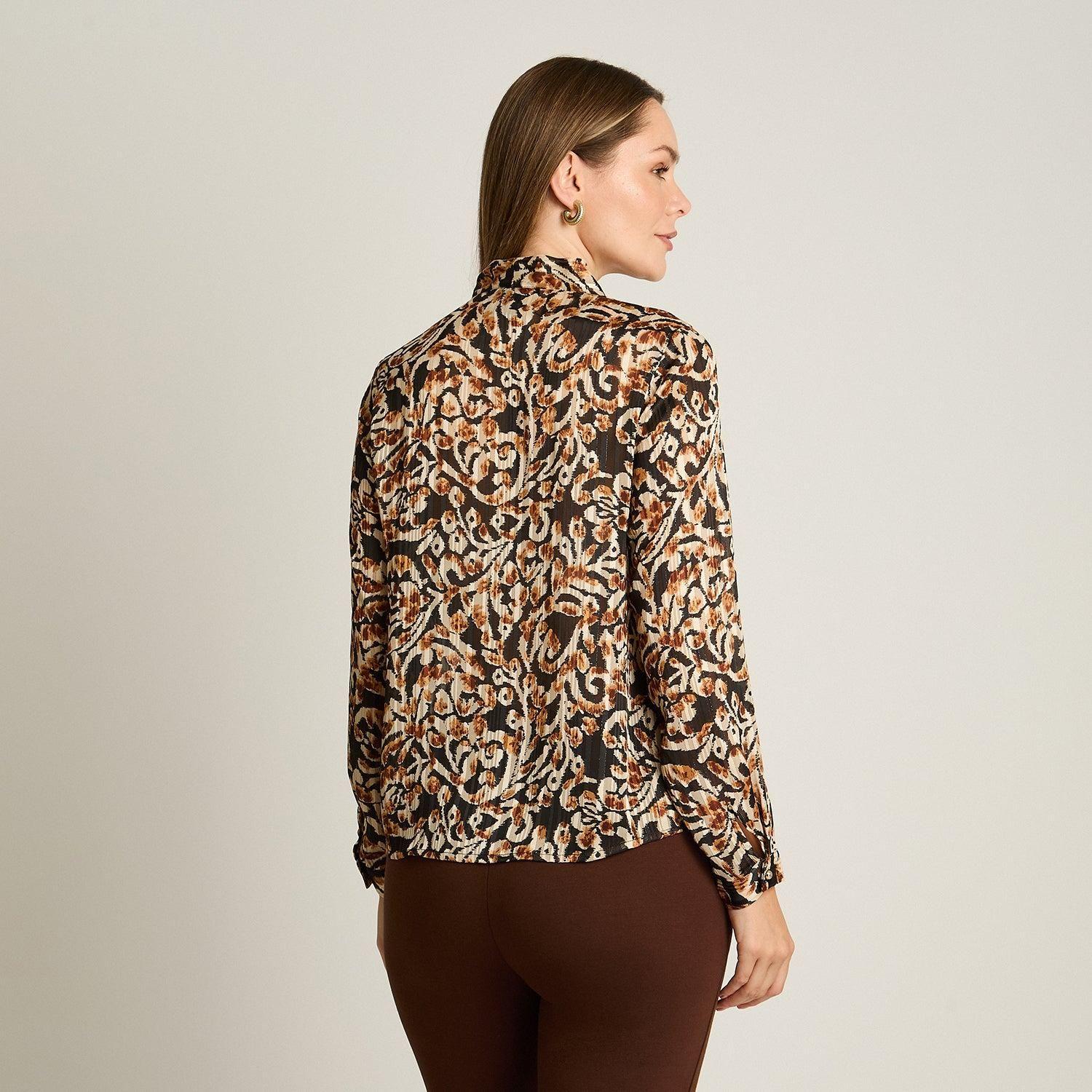 Blusa Negro Manga Larga Elasticidad Nula Sin Forro Calce Normal Tela Plano-1