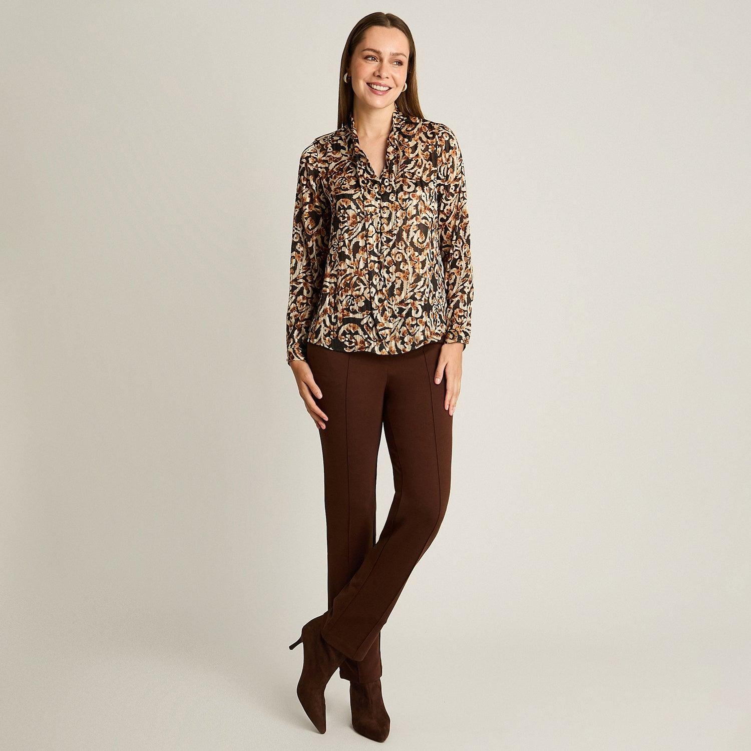 Blusa Negro Manga Larga Elasticidad Nula Sin Forro Calce Normal Tela Plano-3