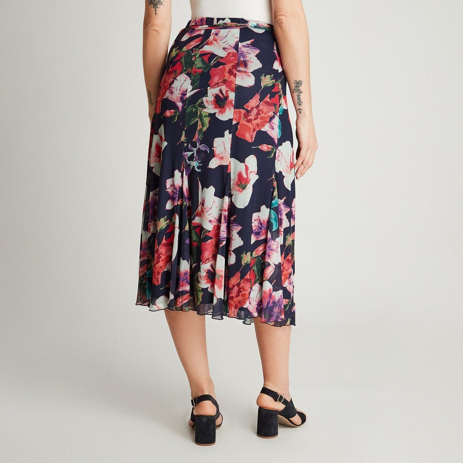 Falda Azul Larga Estampado Acampanada-1