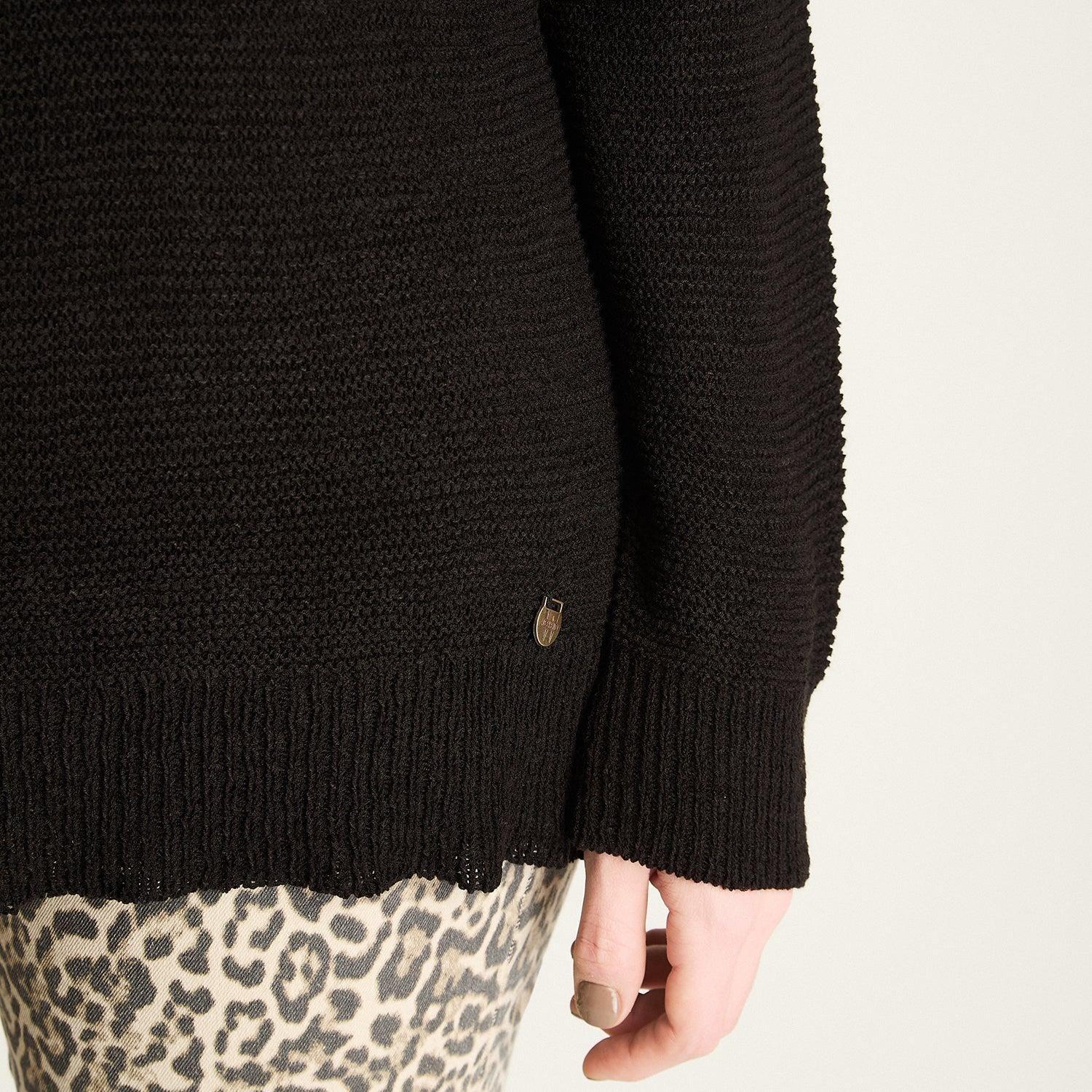 Sweater Negro Manga Larga Baja elasticidad Sin Forro Calce Normal-2