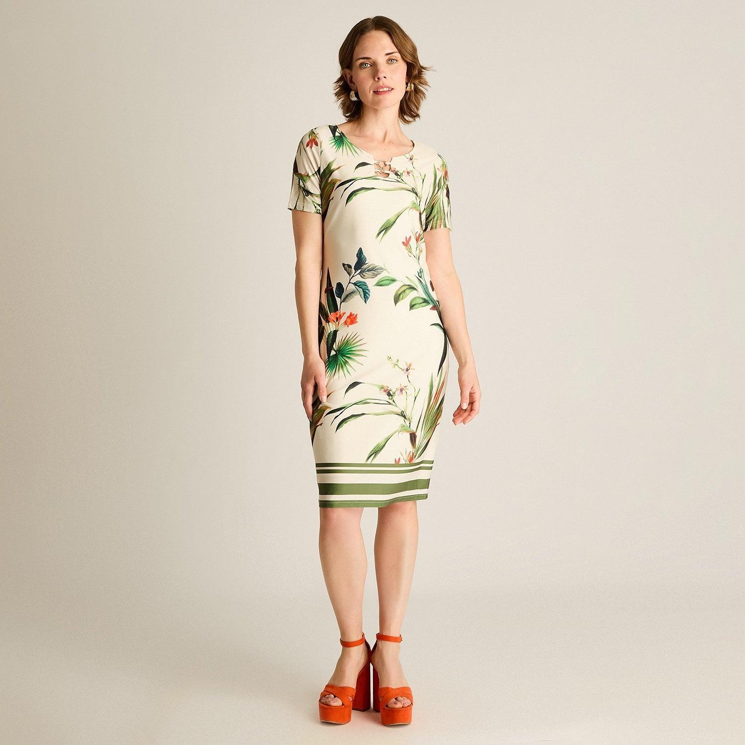 Vestido Corto Verde Tropical-3