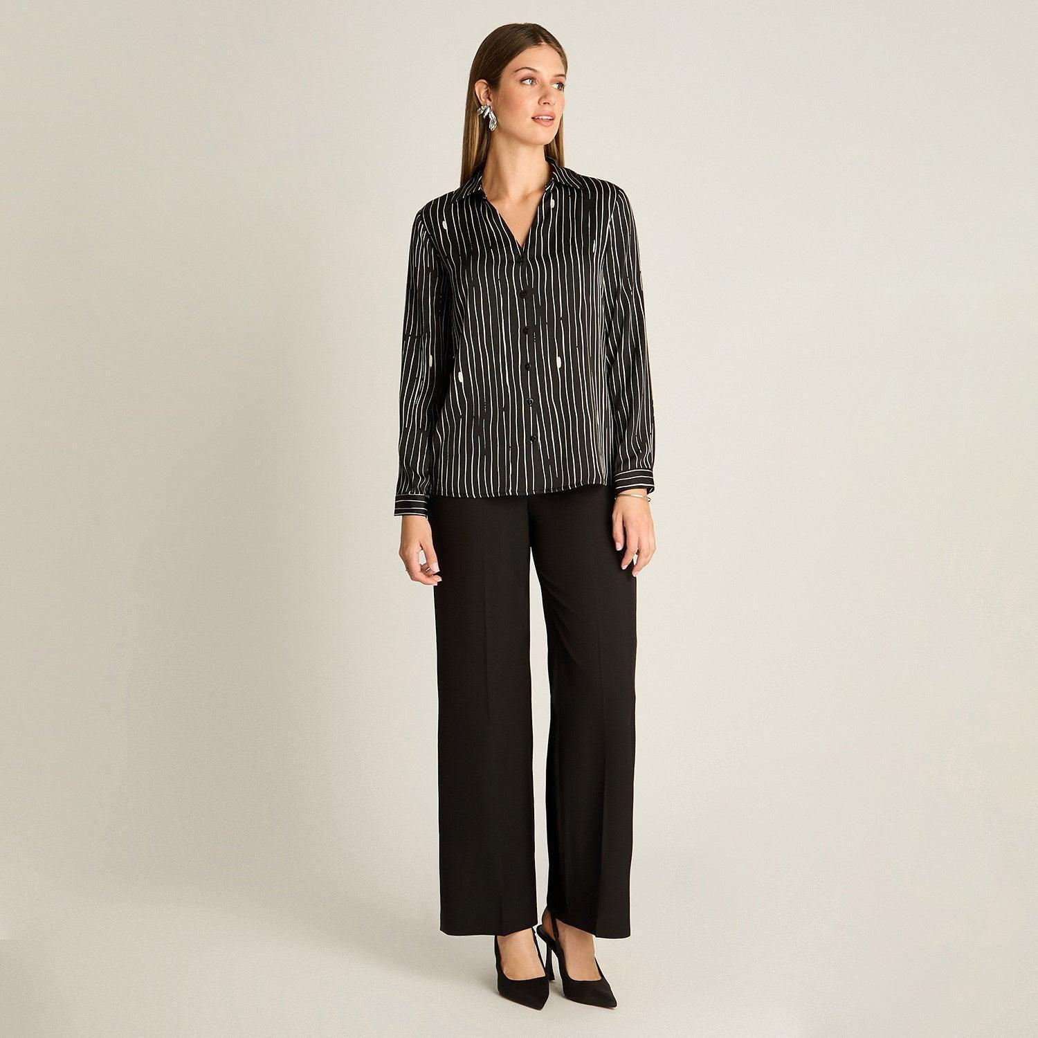 Blusa Camisera Negra Satin Básica-3