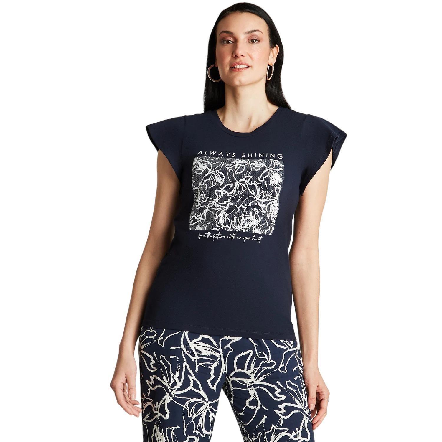 Polera Azul Manga Corta Estampado-0