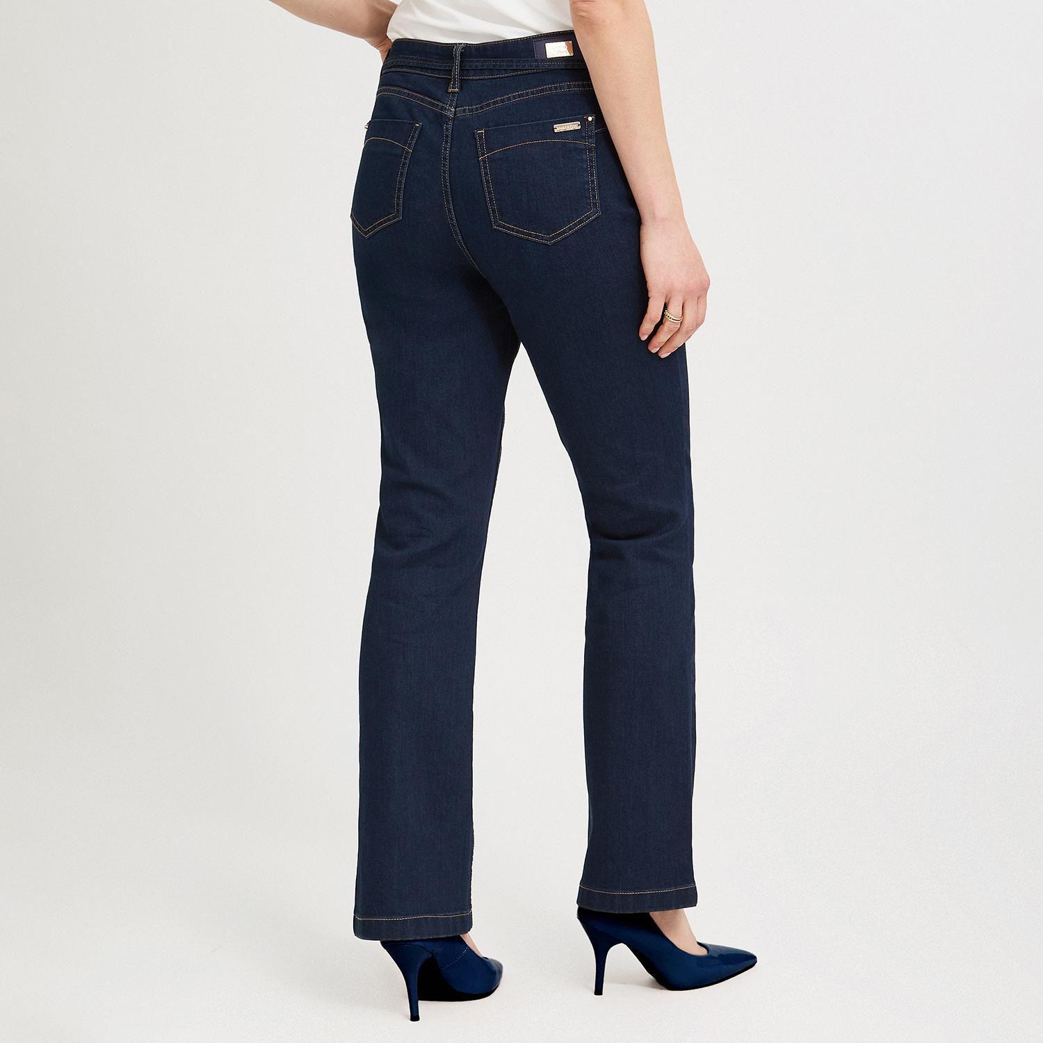 Jeans Flare con Cinturón Dorado Azul-1