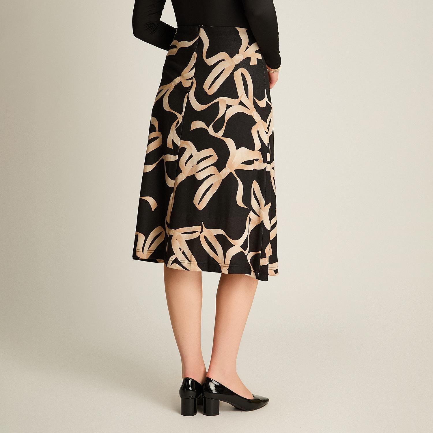 Falda Lanilla Negra Estampada Midi-1
