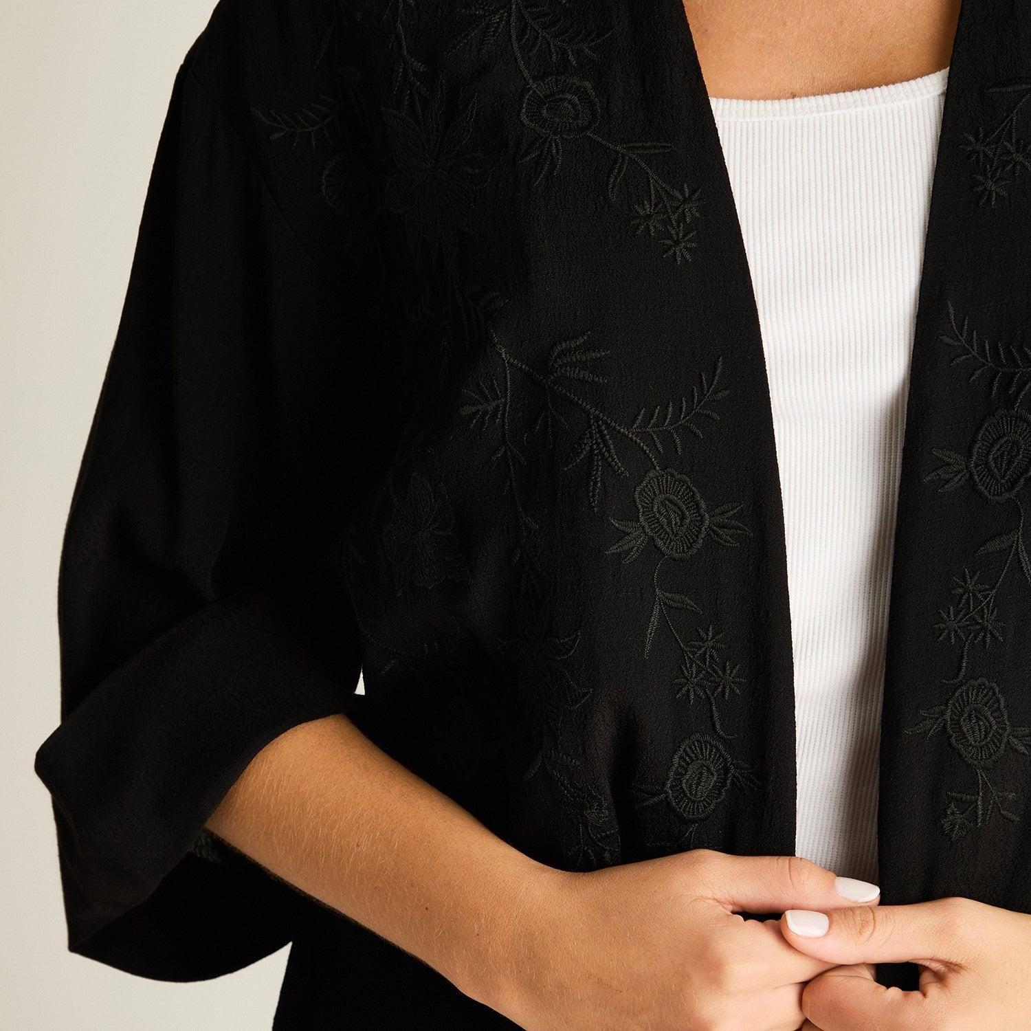 Tapado Negro Manga 3/4 No Elasticado Calce Holgado-2