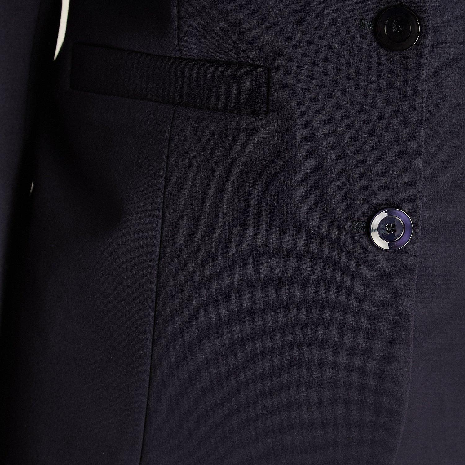 Blazer Azul Básico Punto Roma con Dos Bolsillos-2