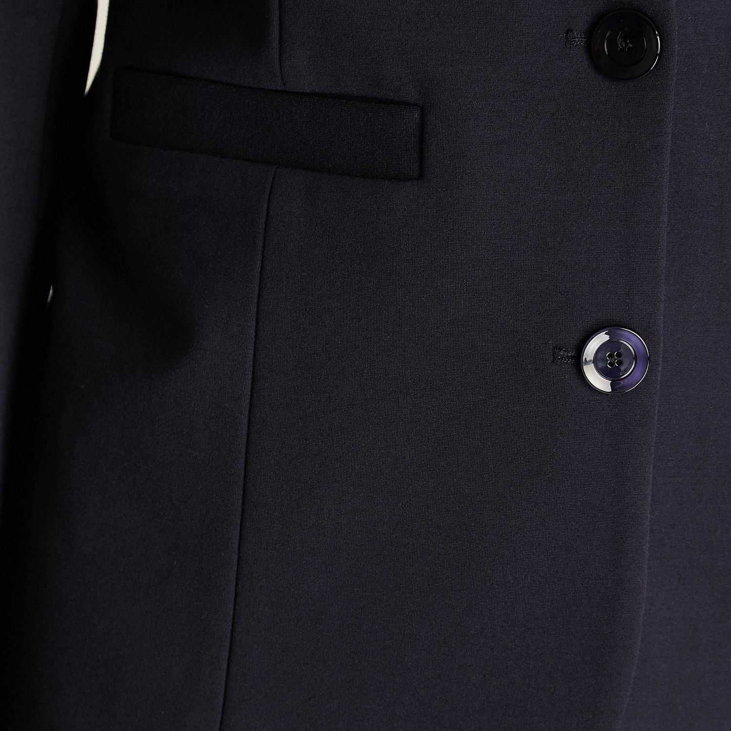 Blazer Azul Básico Punto Roma con Dos Bolsillos-2