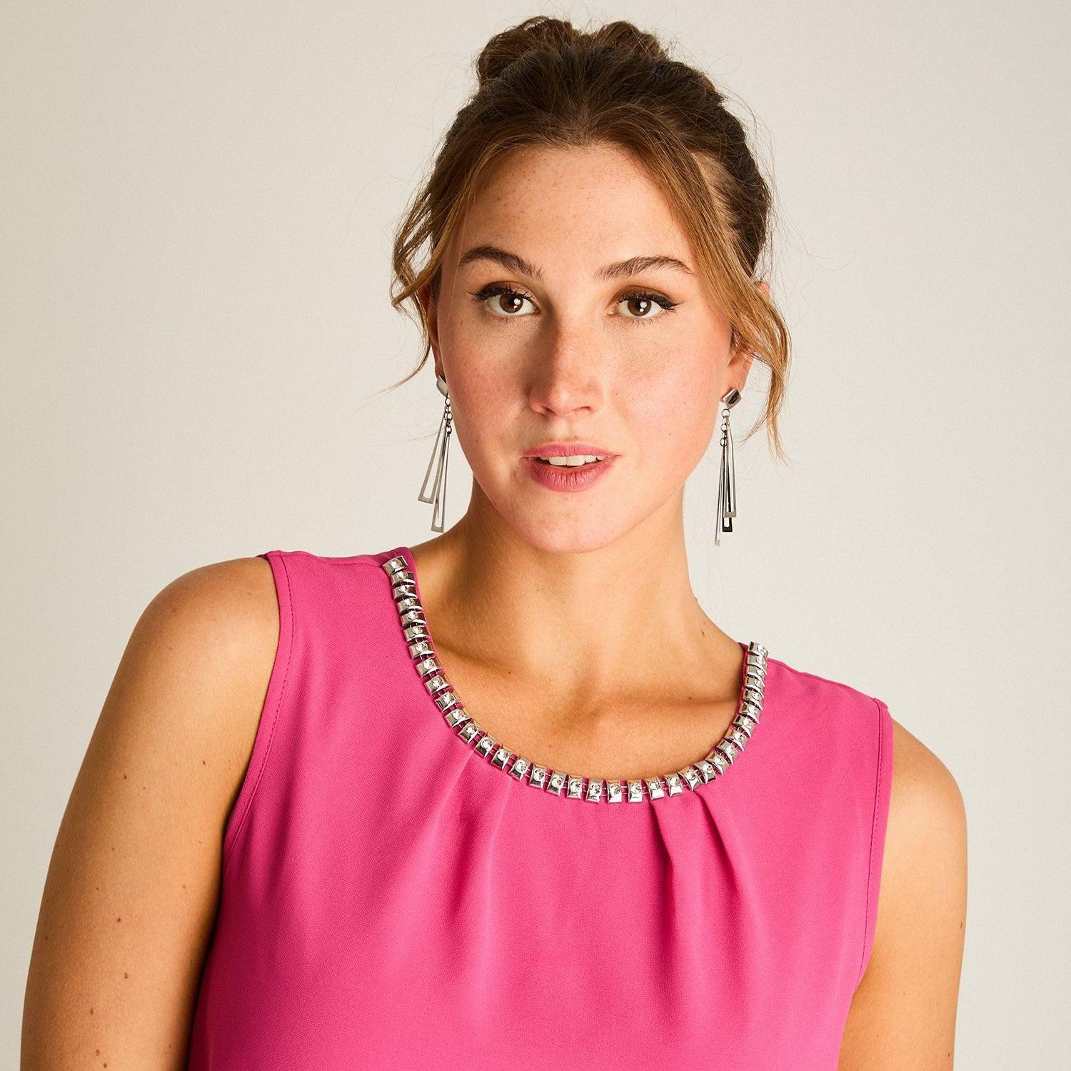 Blusa Fucsia con Aplique de Brillos-2