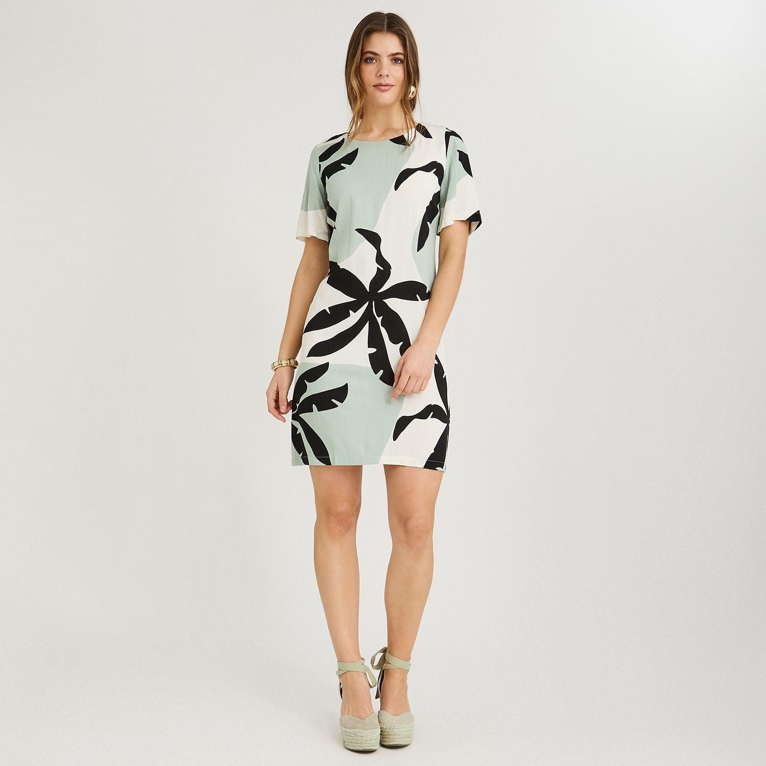 Vestido Corto Estampado Verde-3