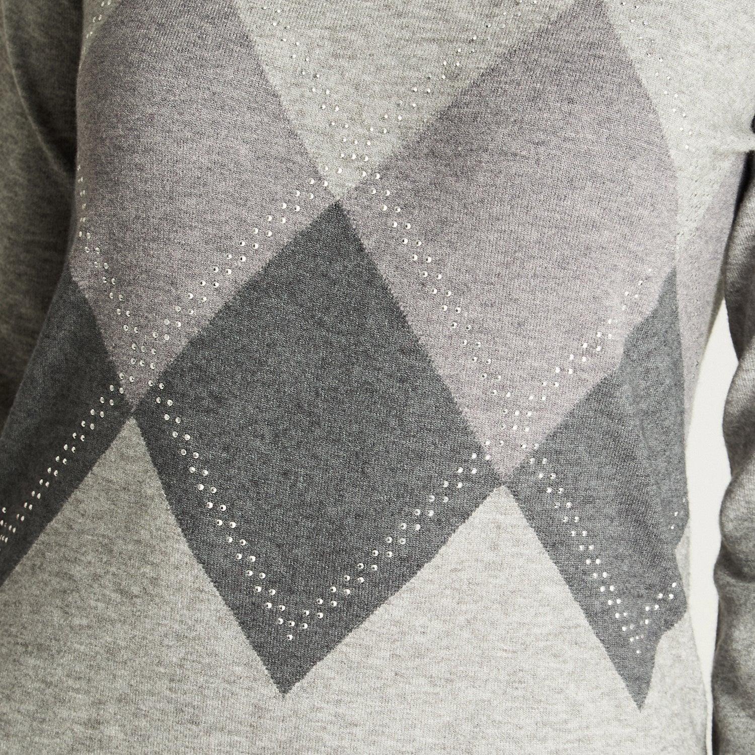 Sweater Manga Larga Escote Redondo Color Block Gris-2