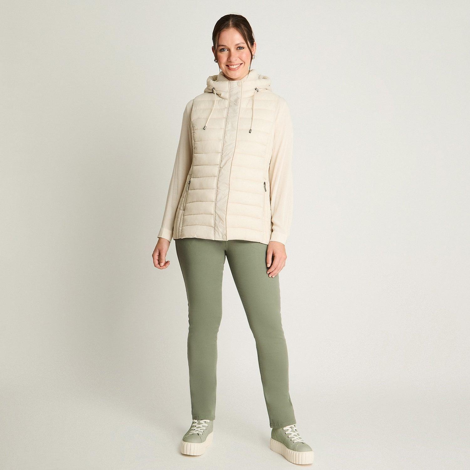 Parka Basica Sin Mangas Beige-3