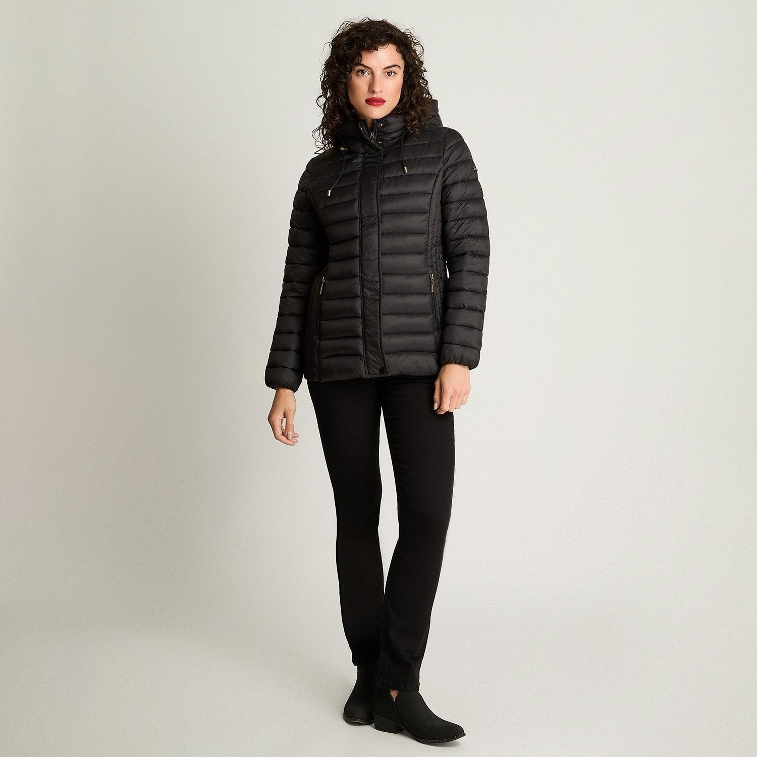 Parka Manga Larga Basica Corta Negro-3
