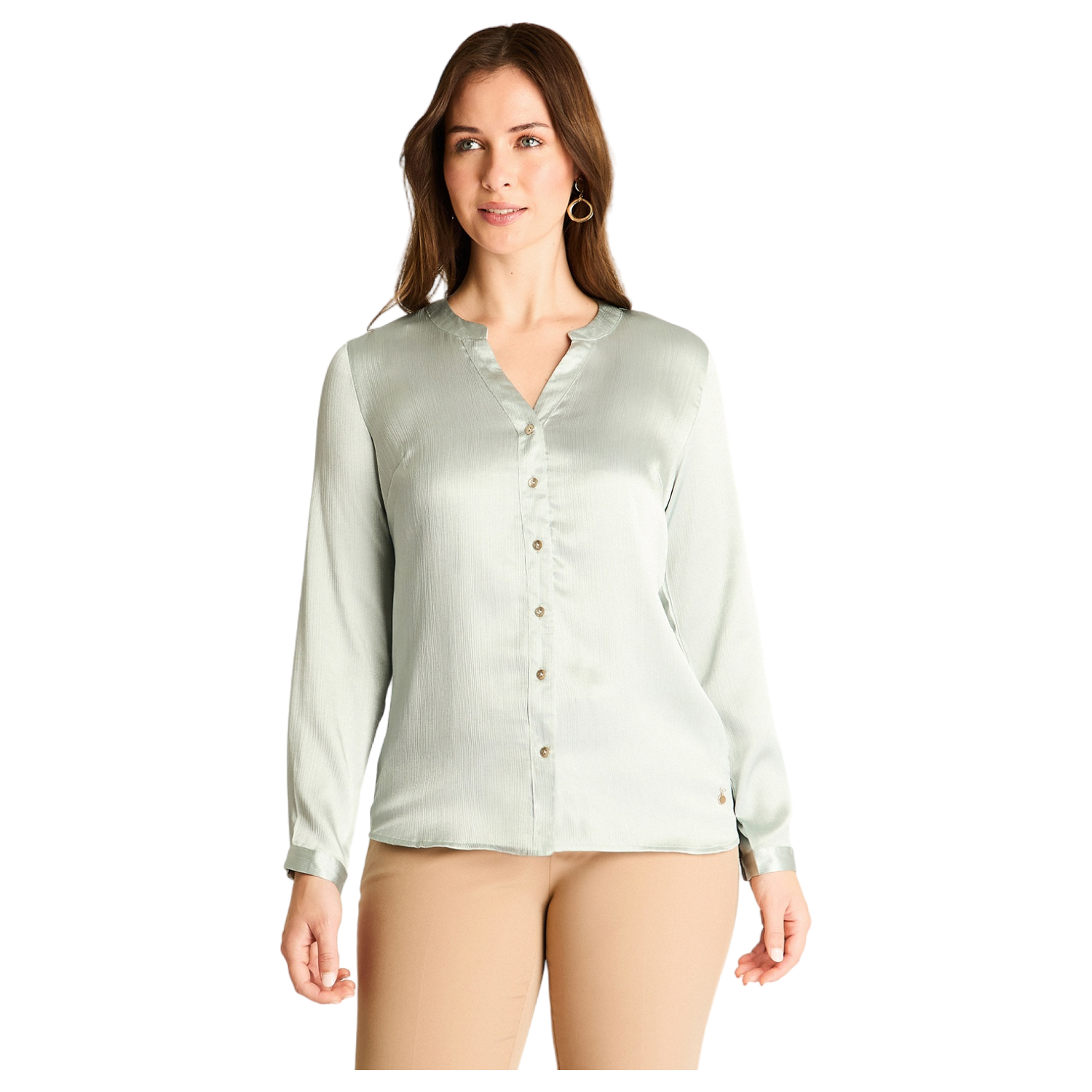 Blusa Menta con Botonadura Frontal-0