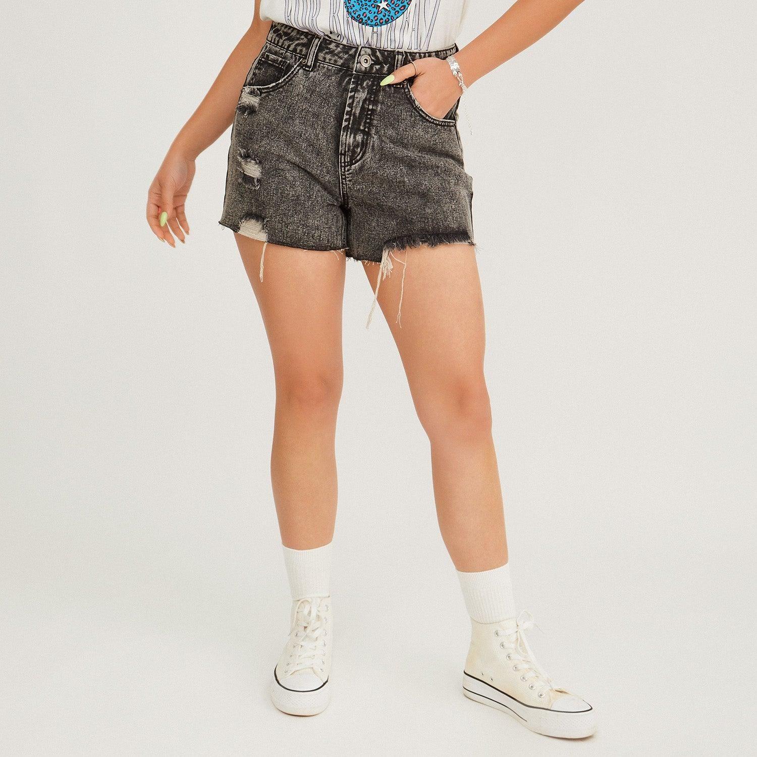 Short mom denim rígido | Acuarela-0