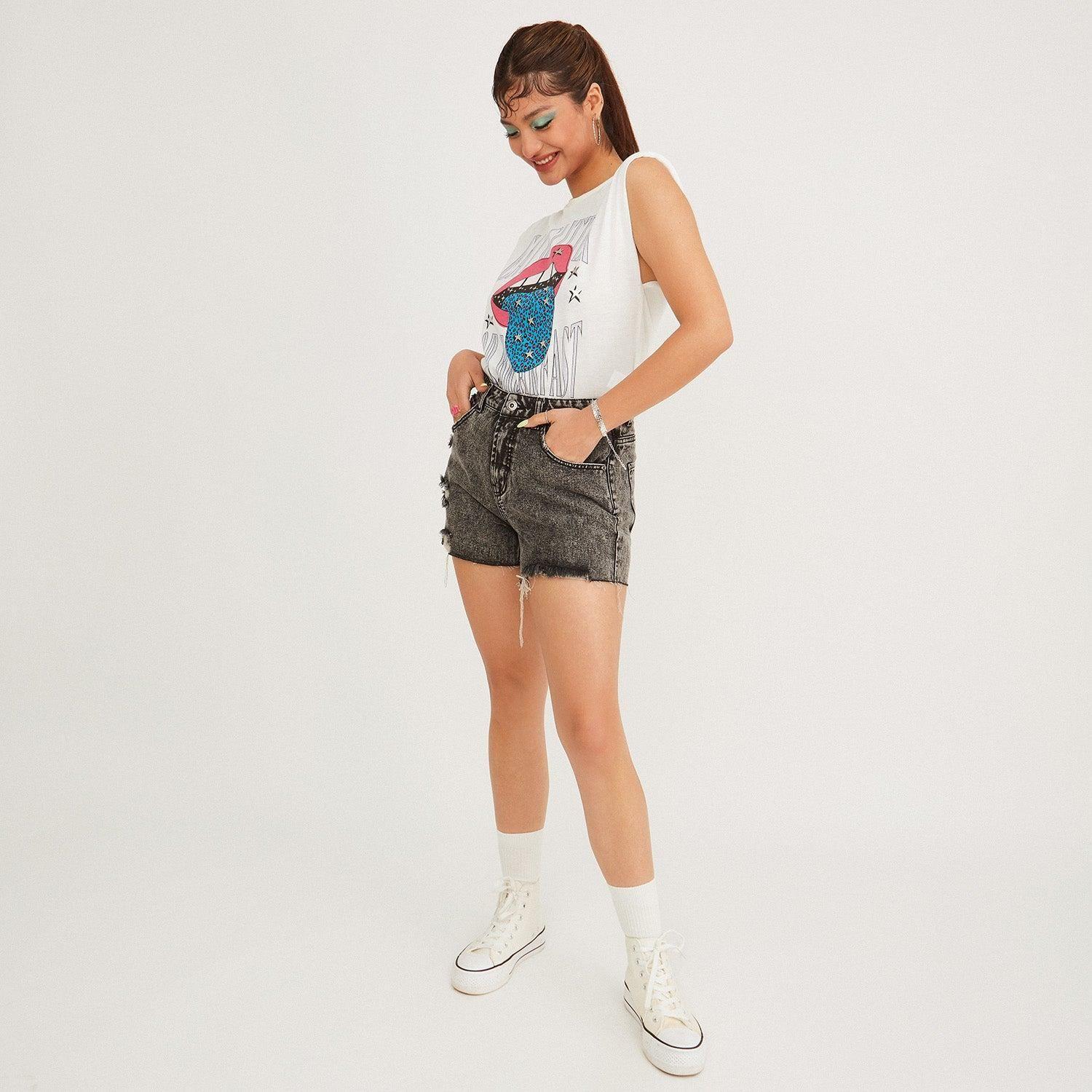 Short mom denim rígido | Acuarela-3