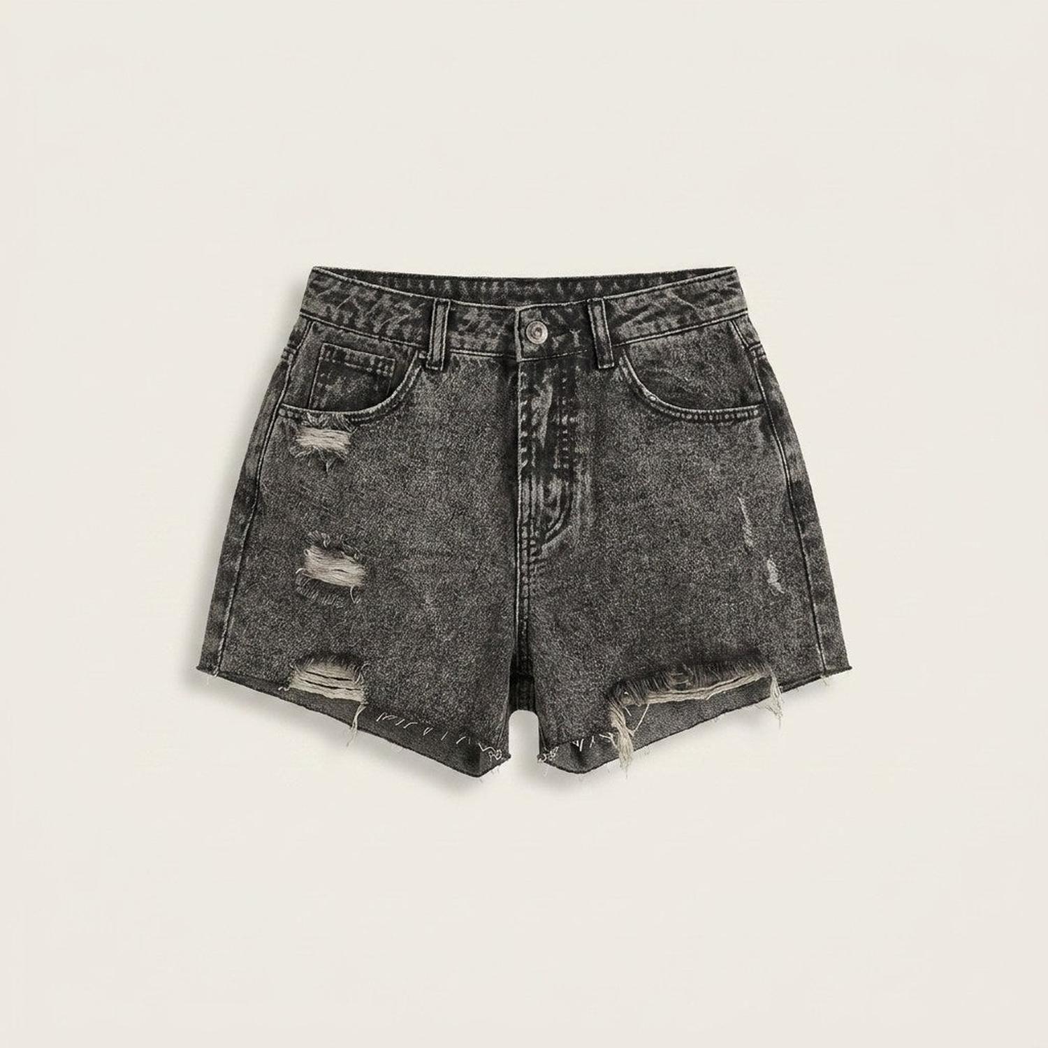 Short mom denim rígido | Acuarela-4