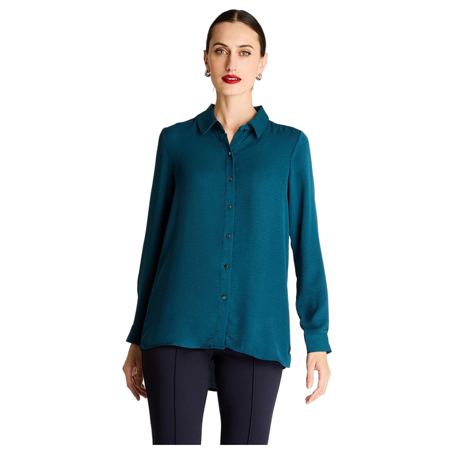 Blusa Camisera Manga Larga Petróleo-0